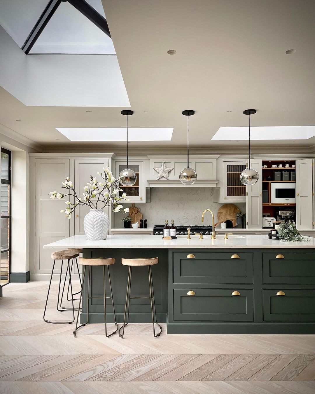 A tastefully designed kitchen merging traditional and modern elements