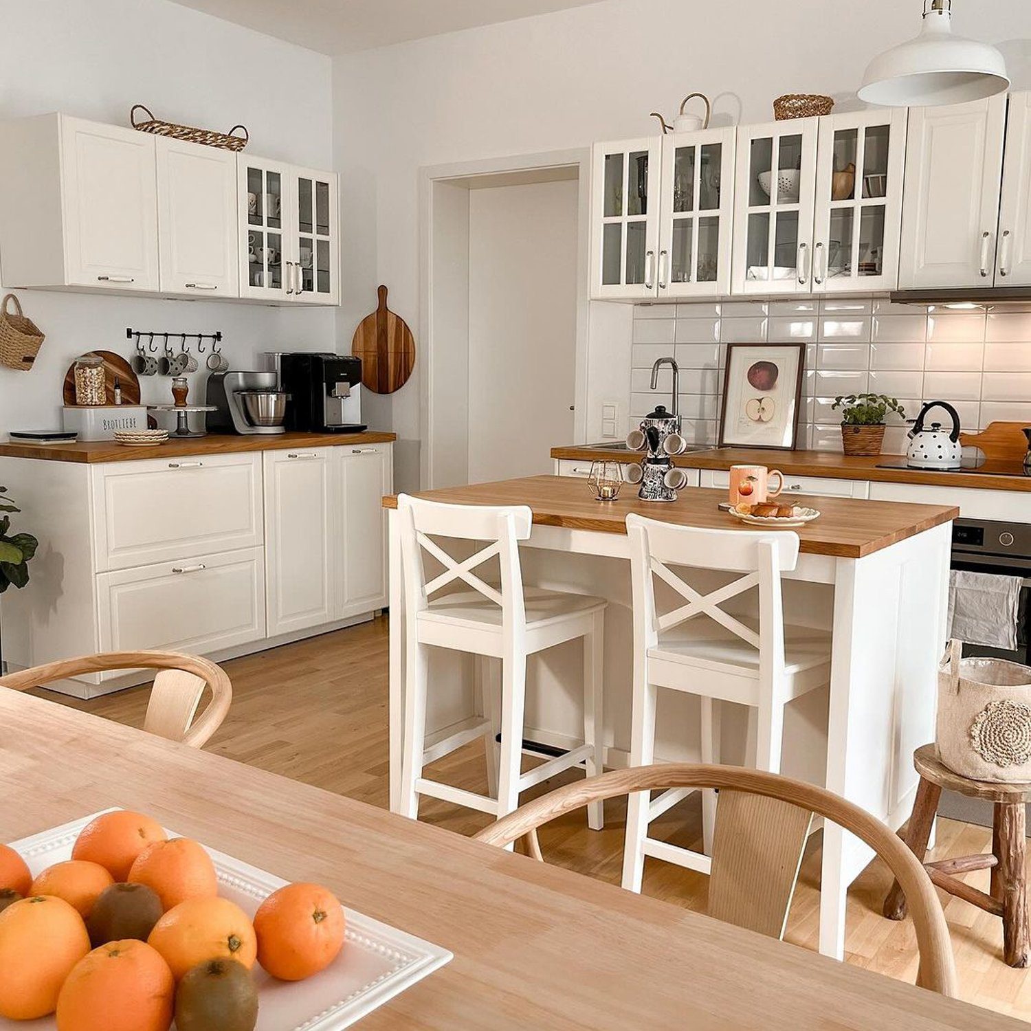 A well-organized kitchen with natural light