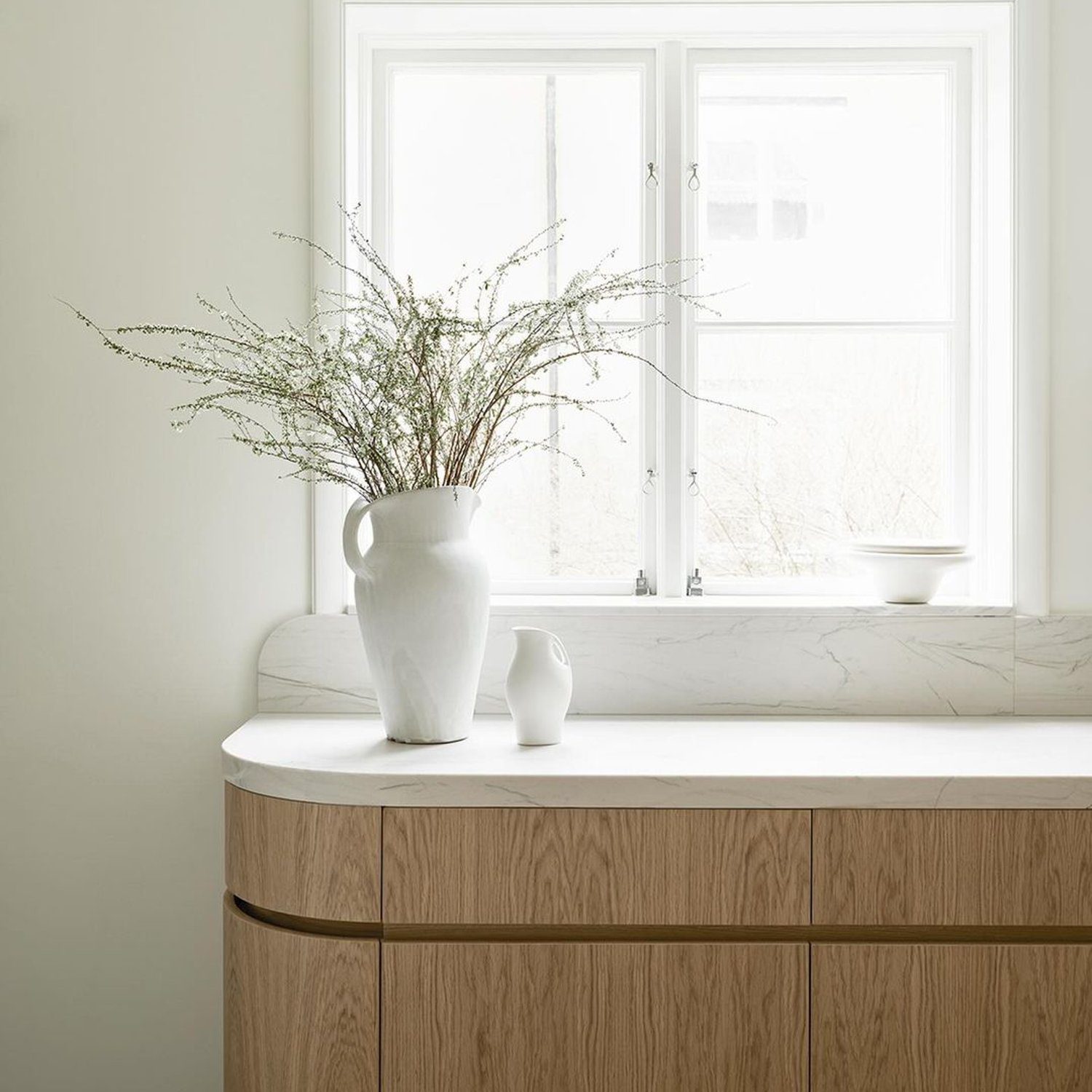 Minimalist Kitchen Design with a Wooden Cabinet