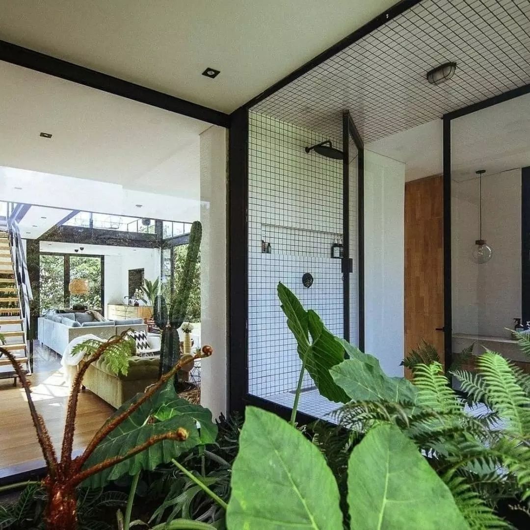 Contemporary Bathroom with Green Plants