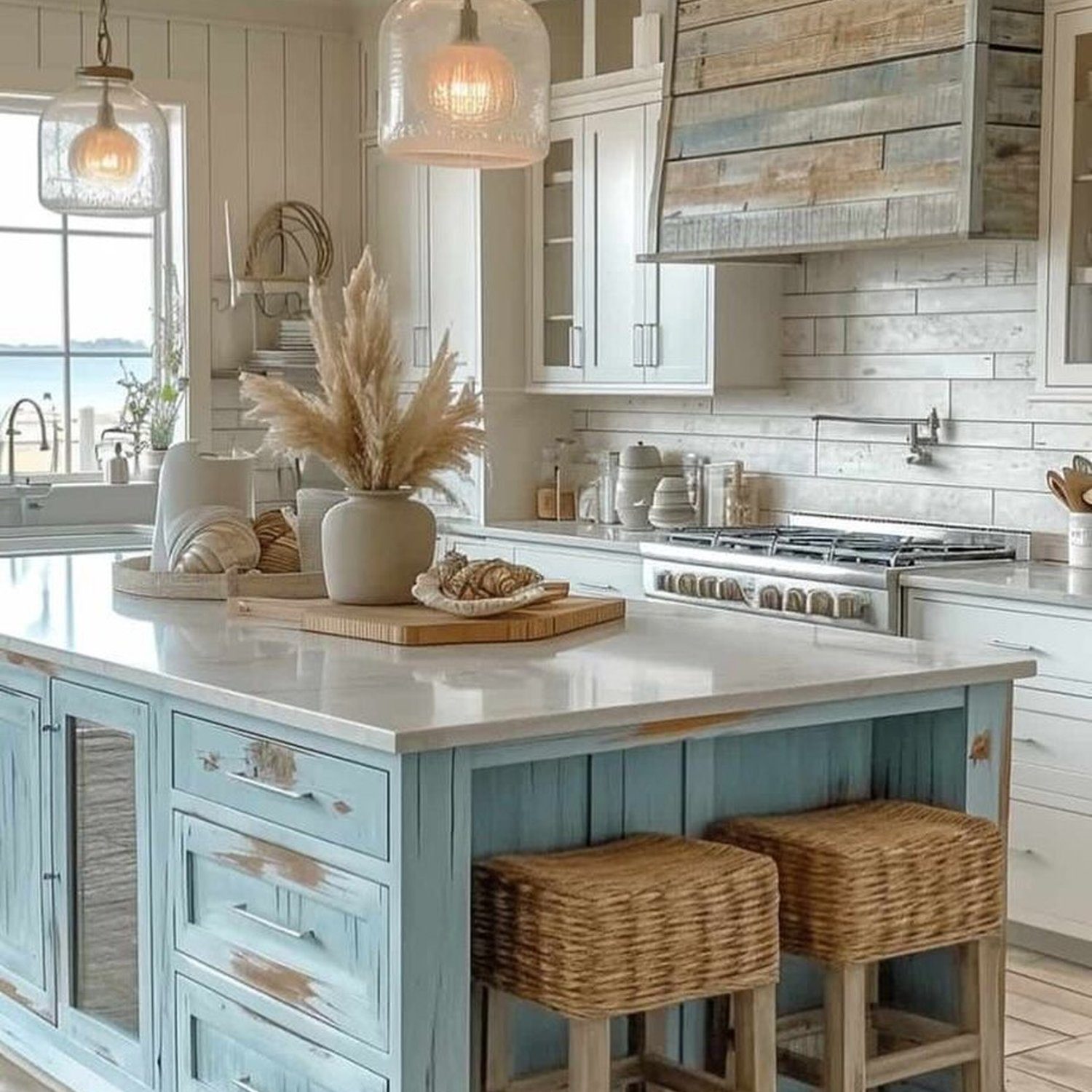 Coastal-inspired kitchen with a serene color palette