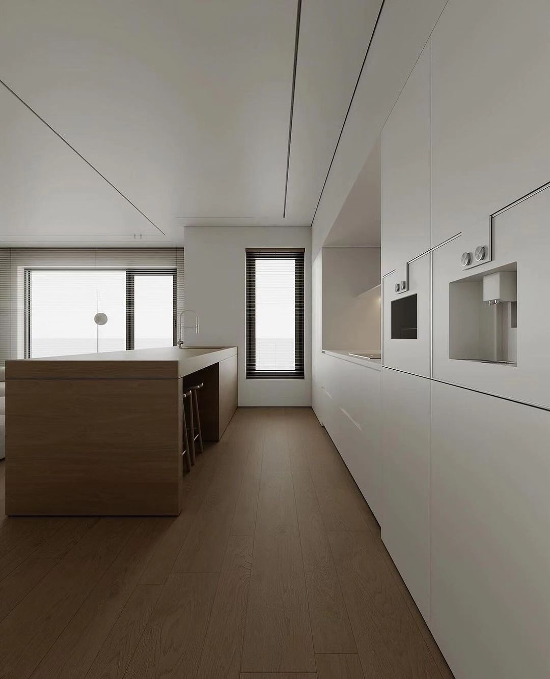 Minimalist Kitchen Design with Warm Wood Accents