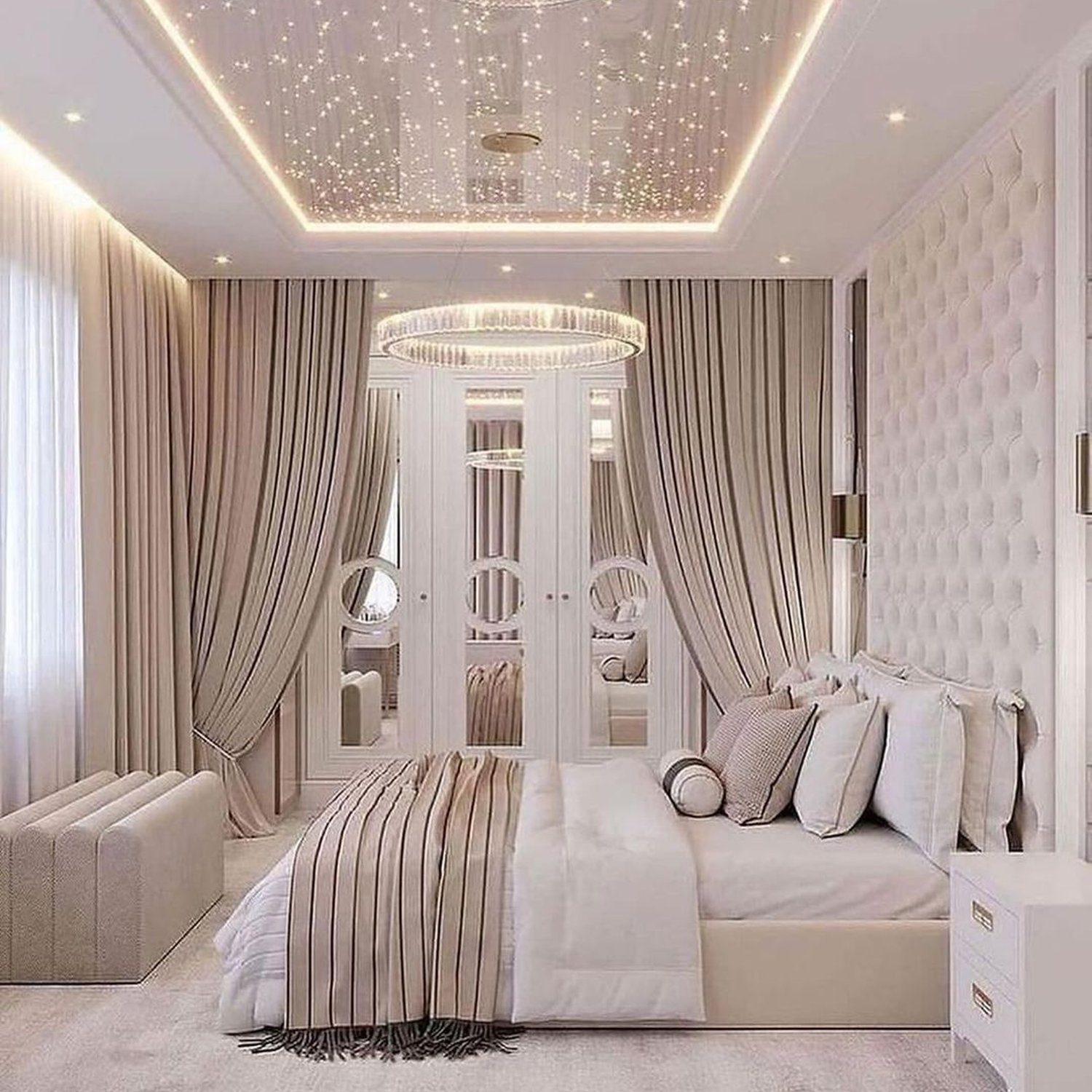 Luxurious bedroom with elegant lighting