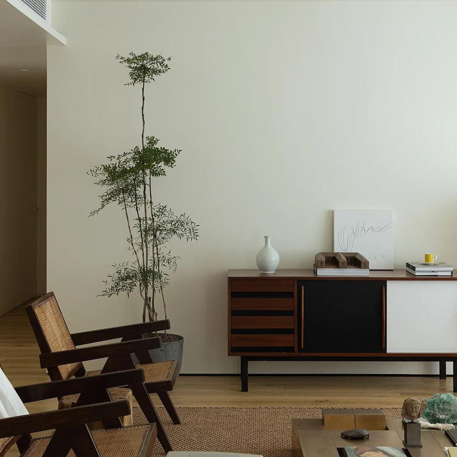 A minimalist interior with subtle oriental influences