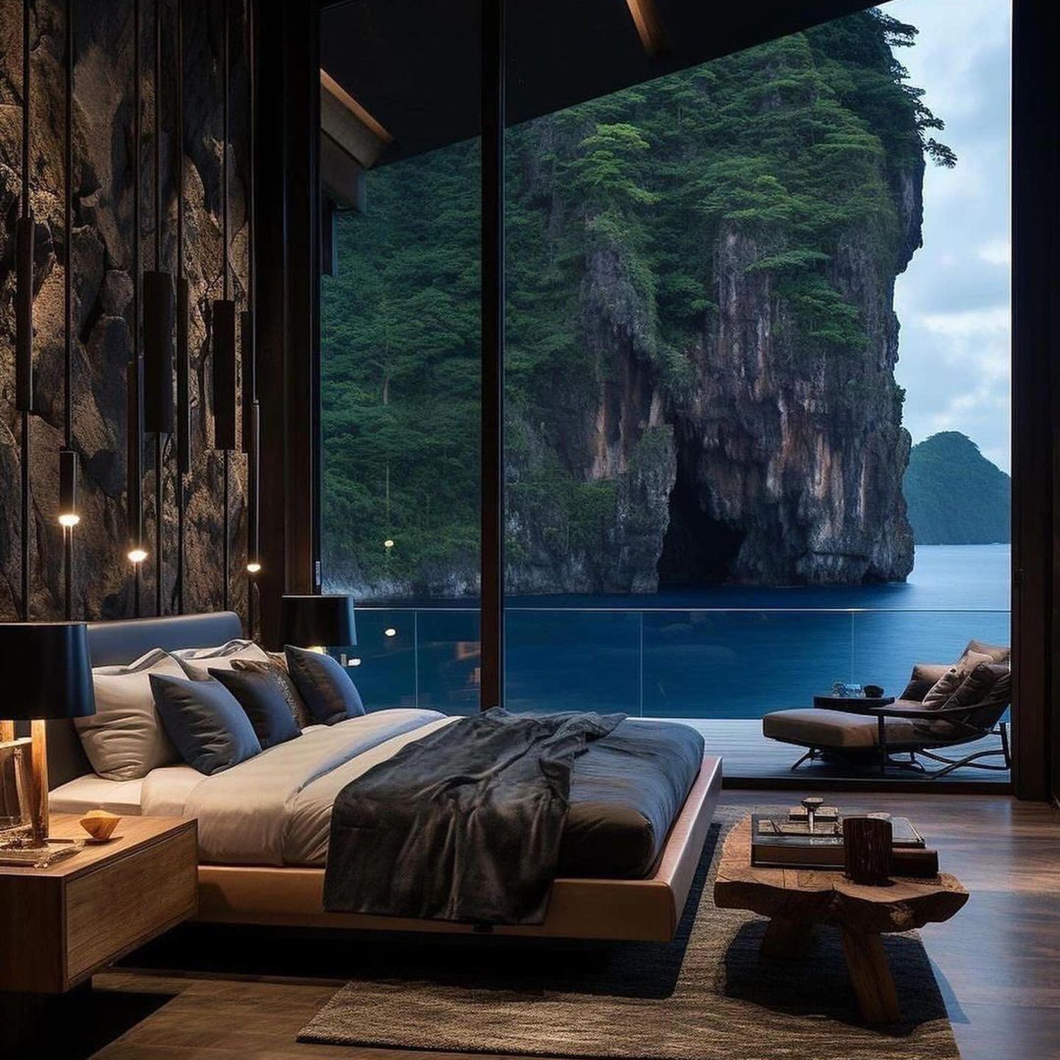 A tranquil bedroom with a breathtaking view