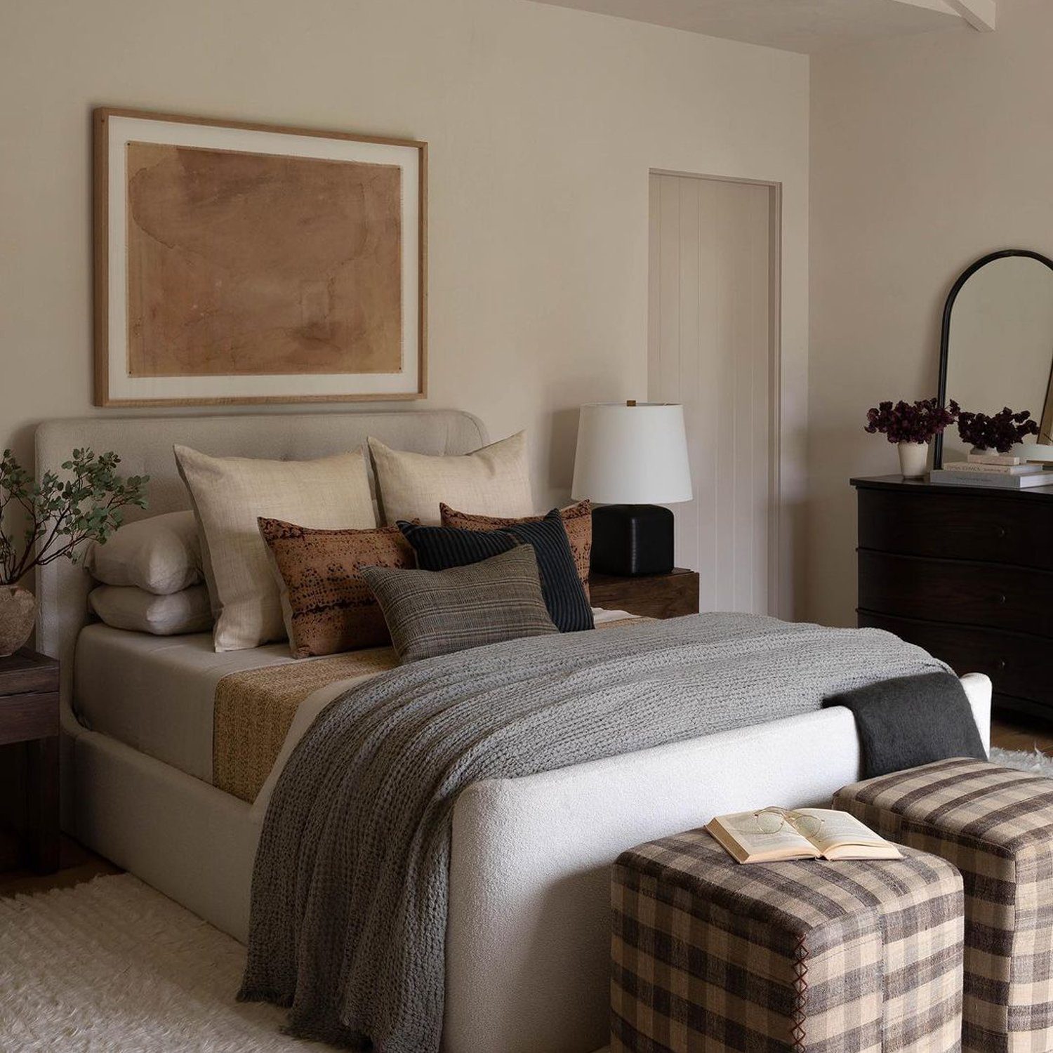 A tastefully designed bedroom with a harmonious color palette