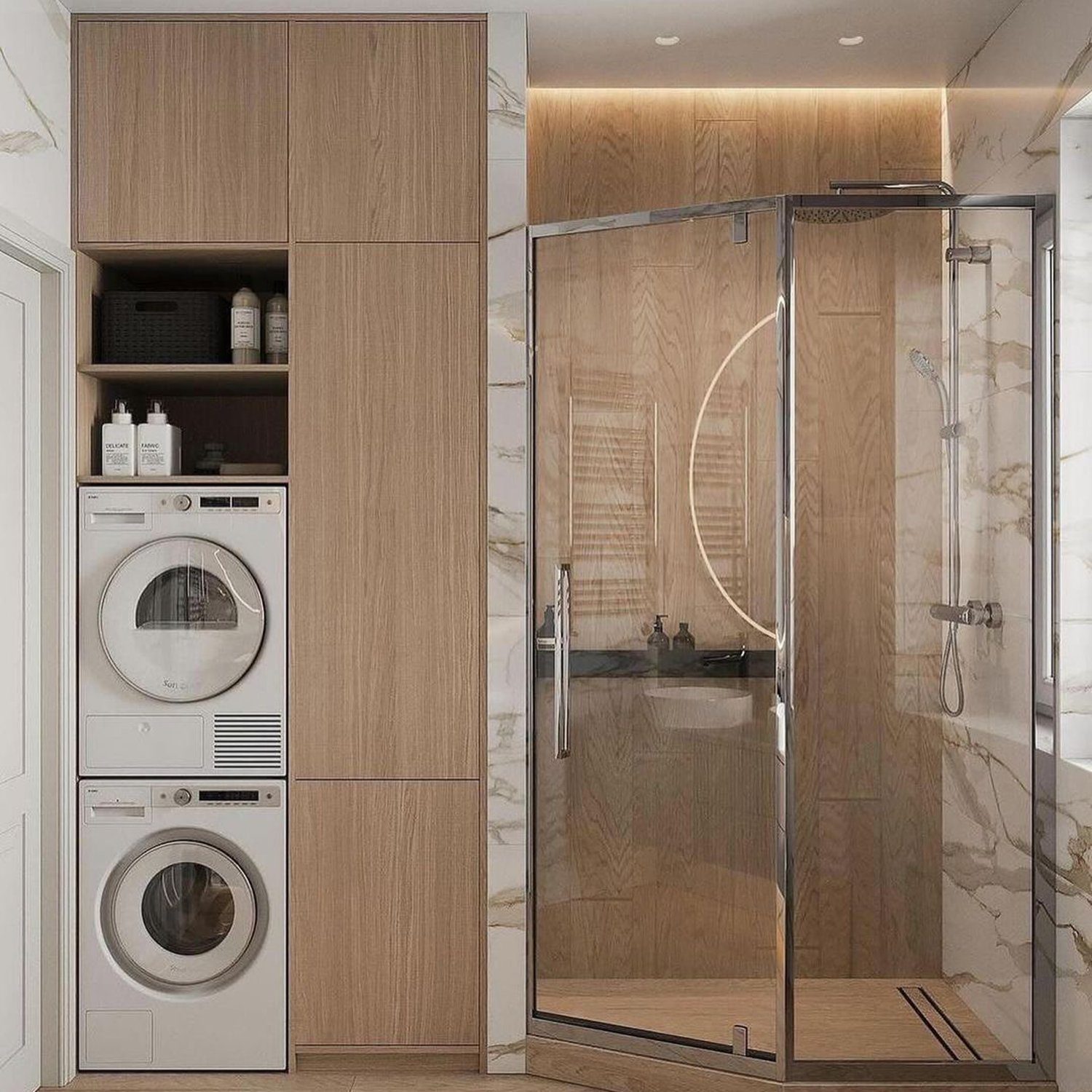 Modern Bathroom with Integrated Laundry