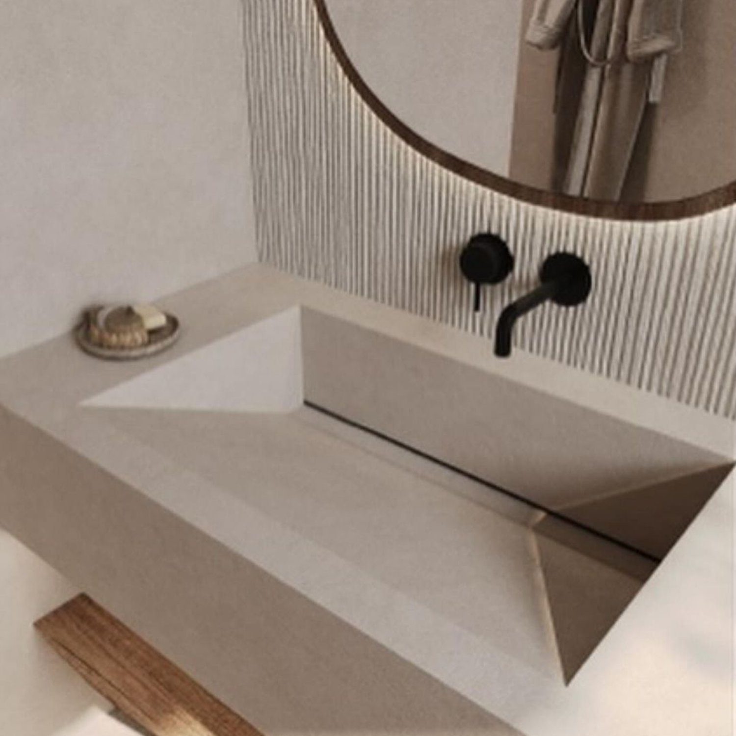 Minimalistic bathroom sink design with a geometric aesthetic