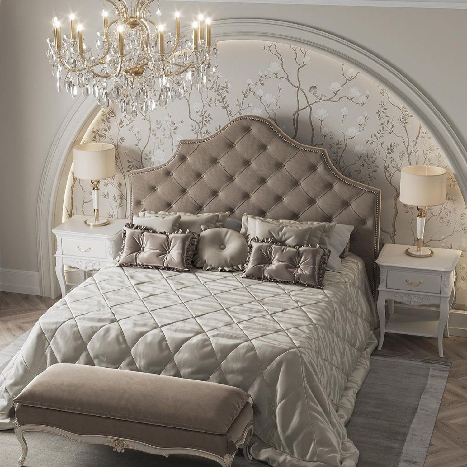 Elegant bedroom with luxurious details