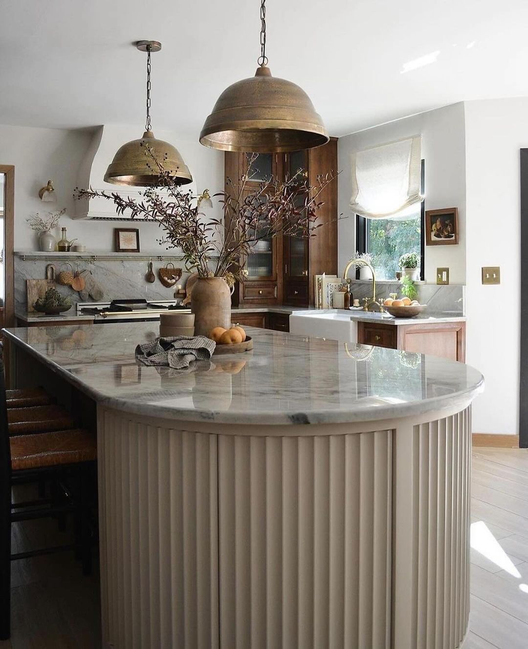 A tasteful kitchen design highlighting natural materials