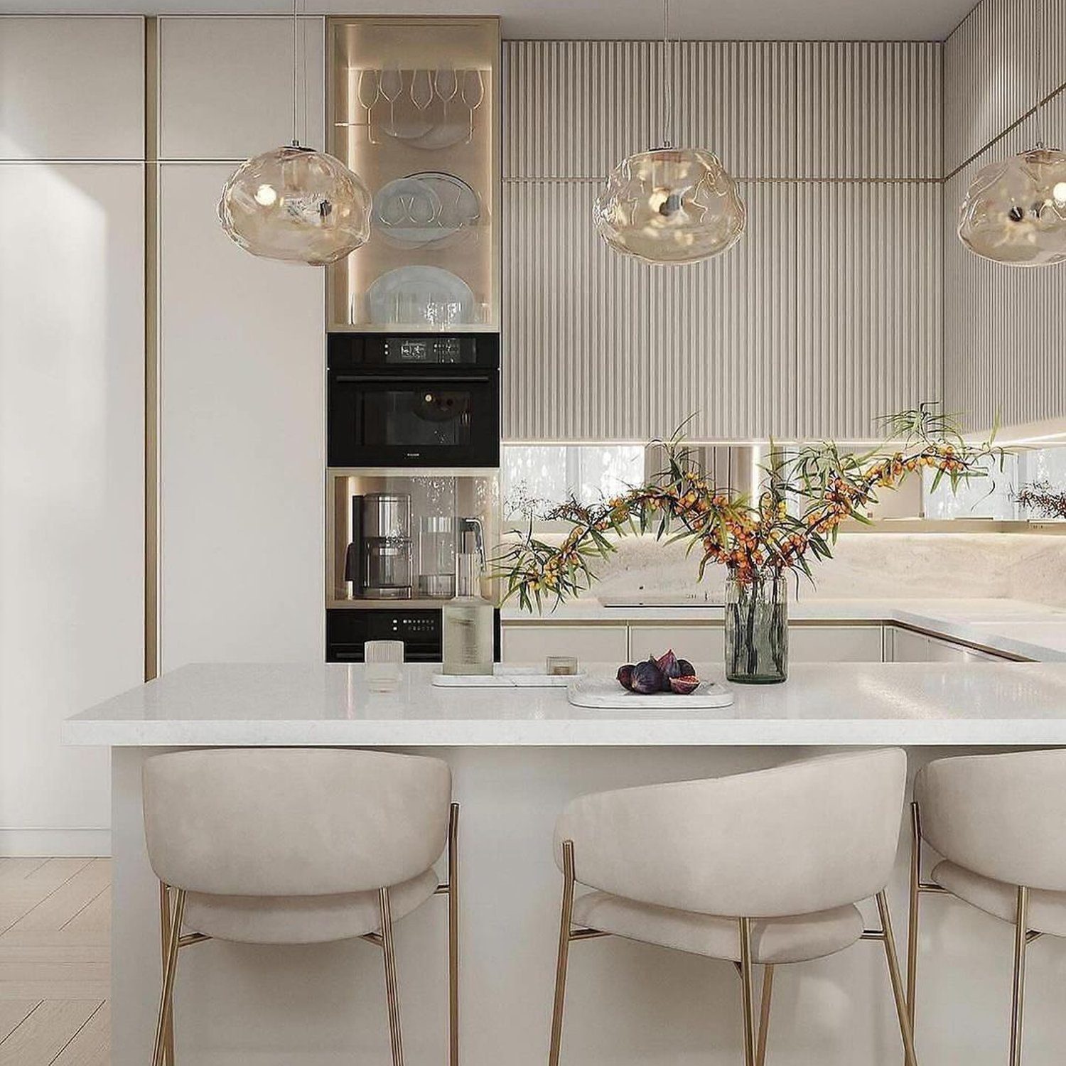 Elegant Modern Kitchen with Gold Accents