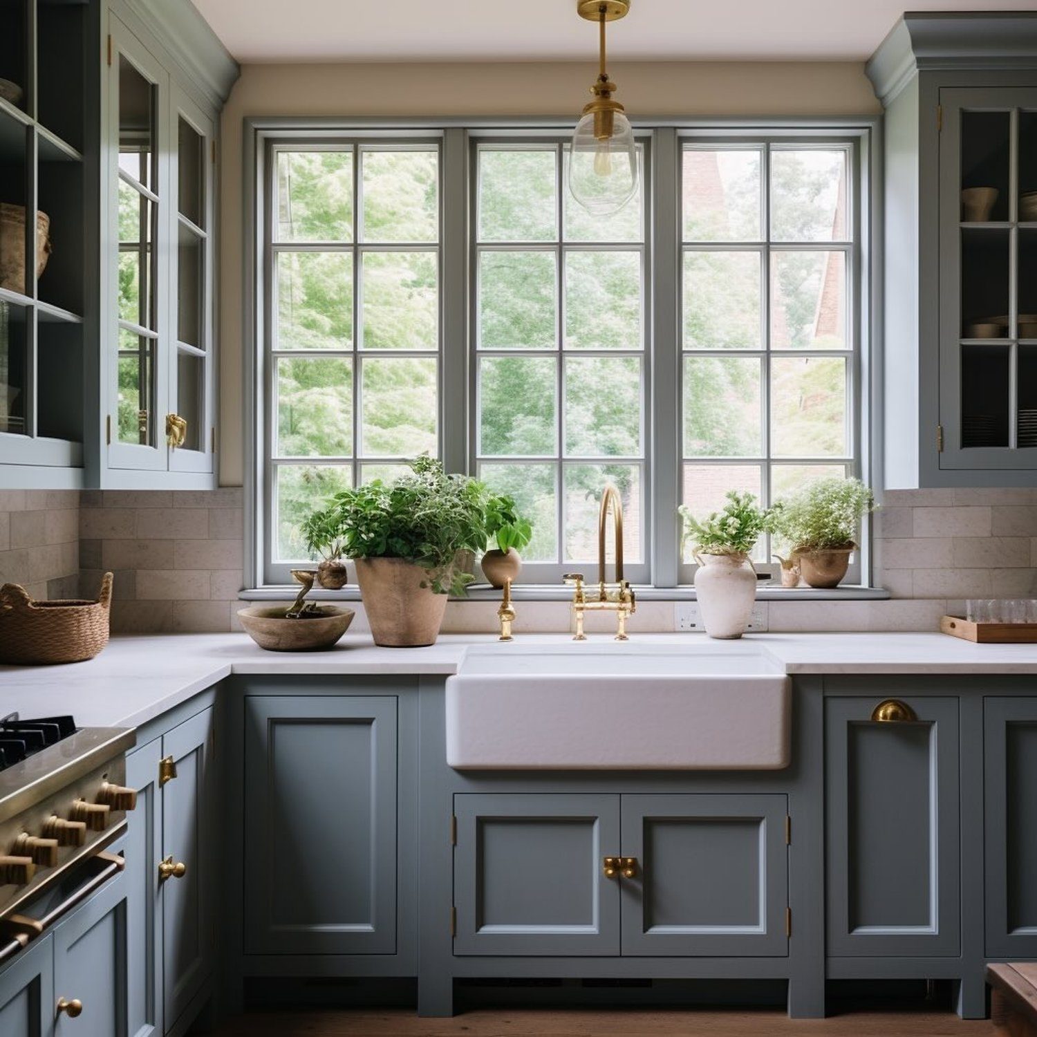 Elegant kitchen with a serene view