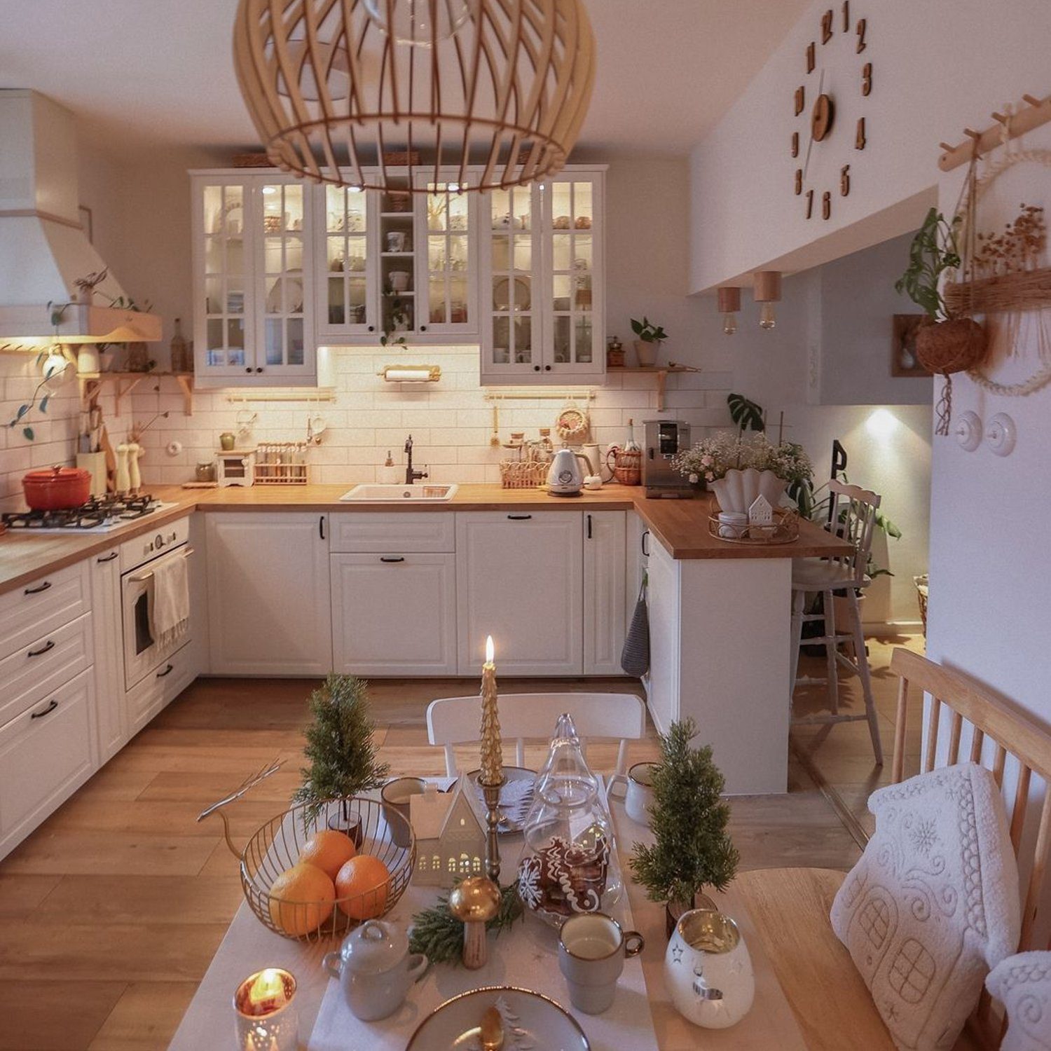 Cozy kitchen with warm lighting