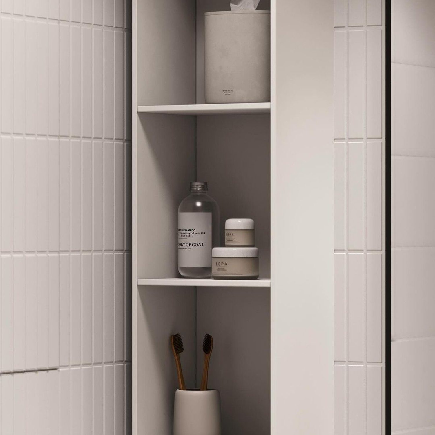 Minimalist Bathroom Shelving with Elegant Accessories