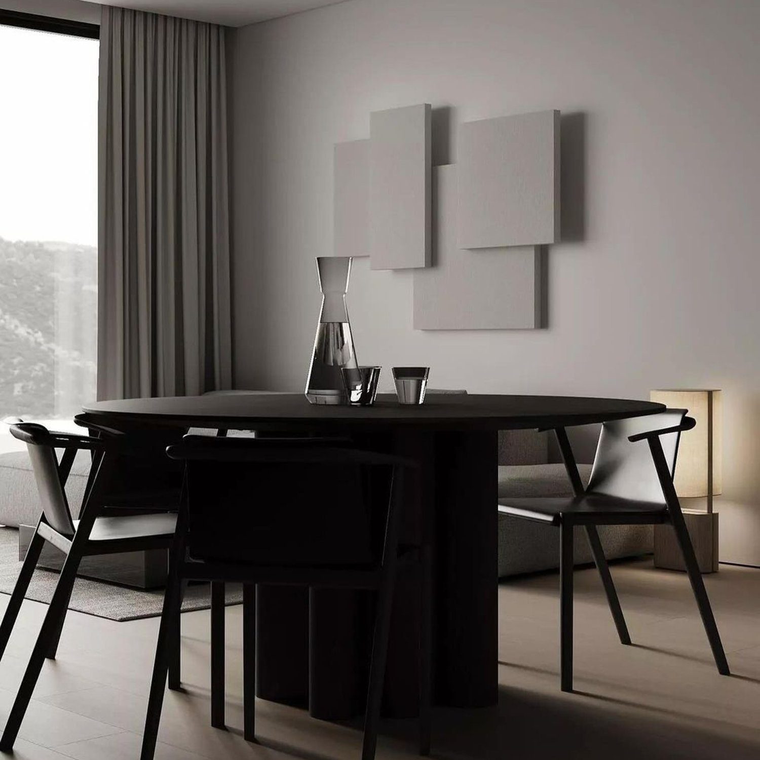 An elegantly styled dining area with a minimalist approach