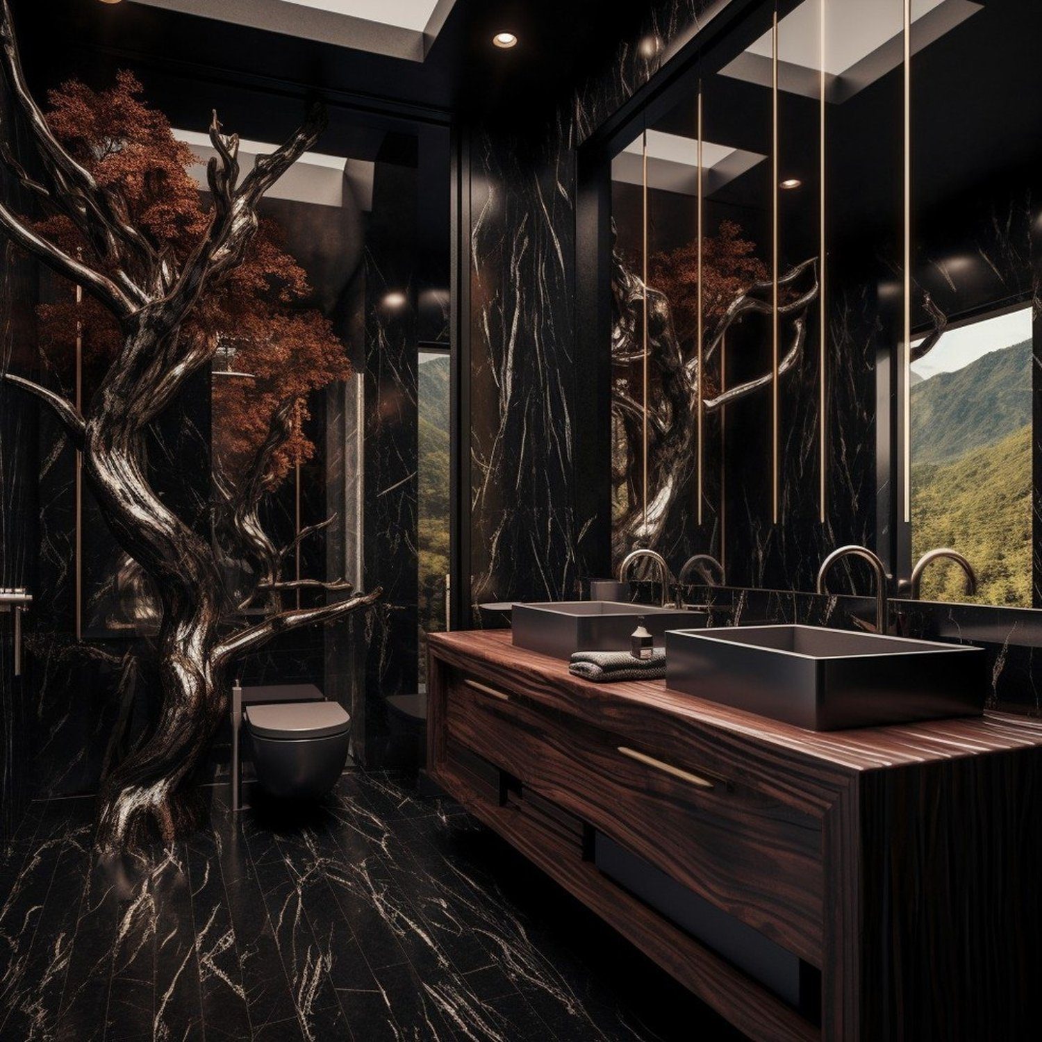 Luxurious bathroom with natural and modern elements