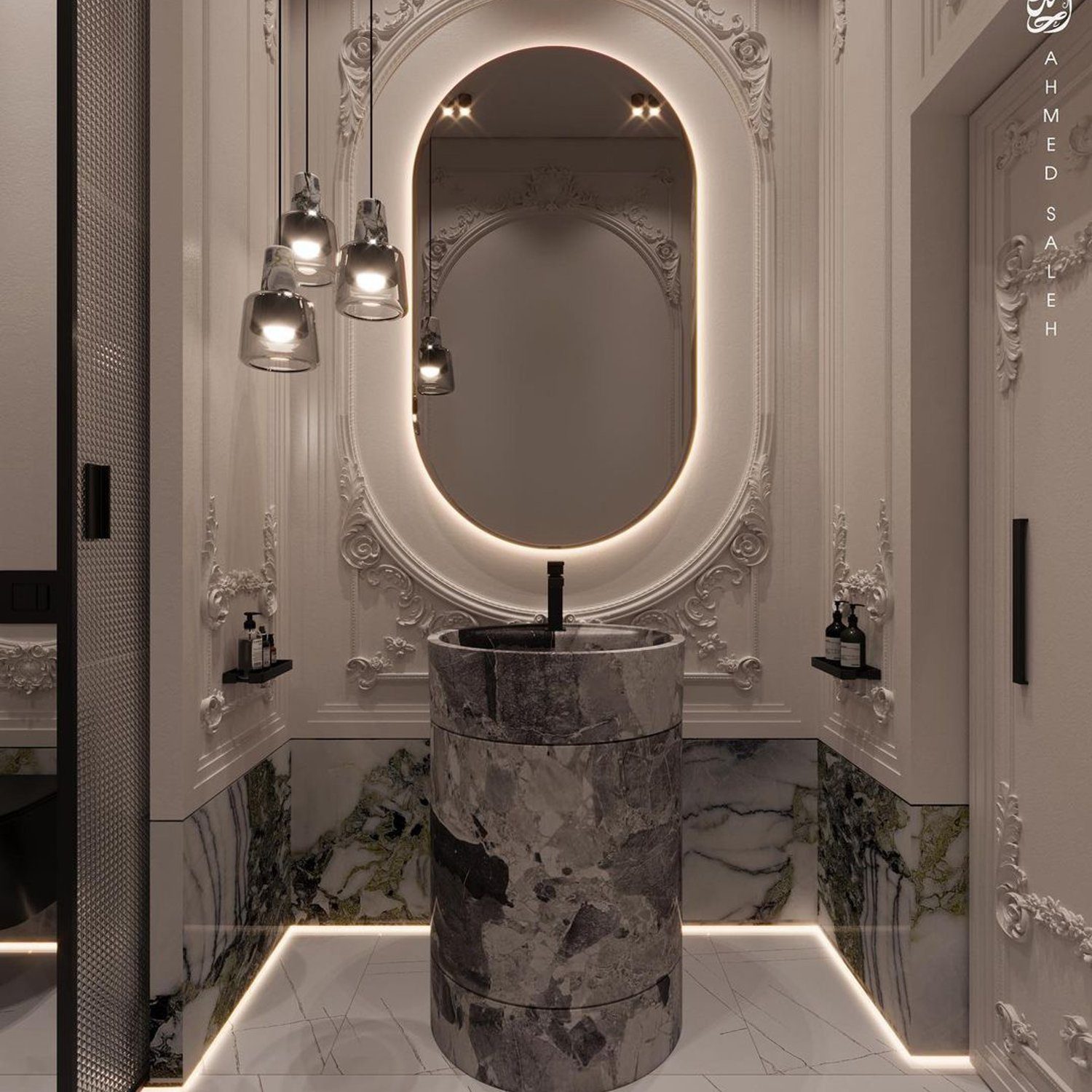 Opulent Bathroom Design with Marble Accents