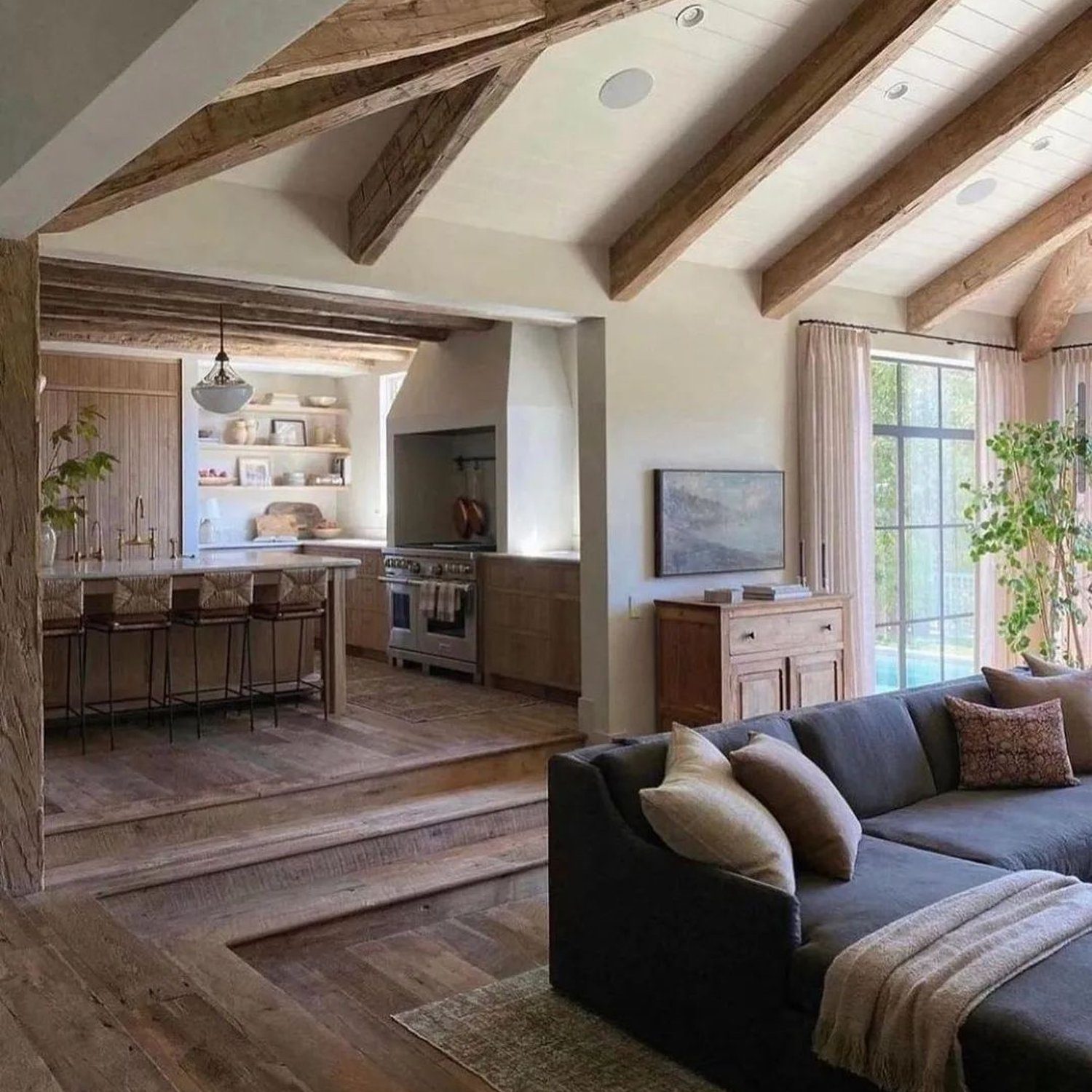 Rustic Elegance in Open Space Living Area