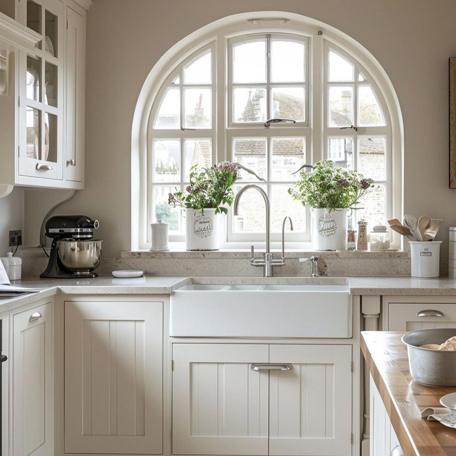 Elegant arched kitchen window