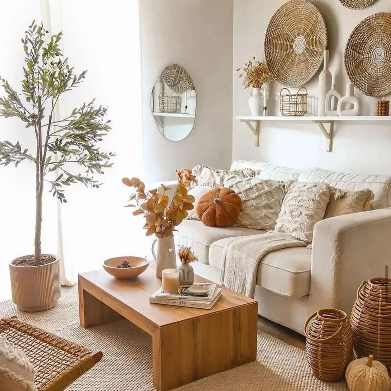 Bohemian styled living room with natural light