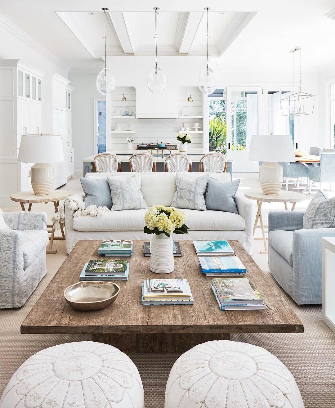 Coastal-inspired living room with open concept design