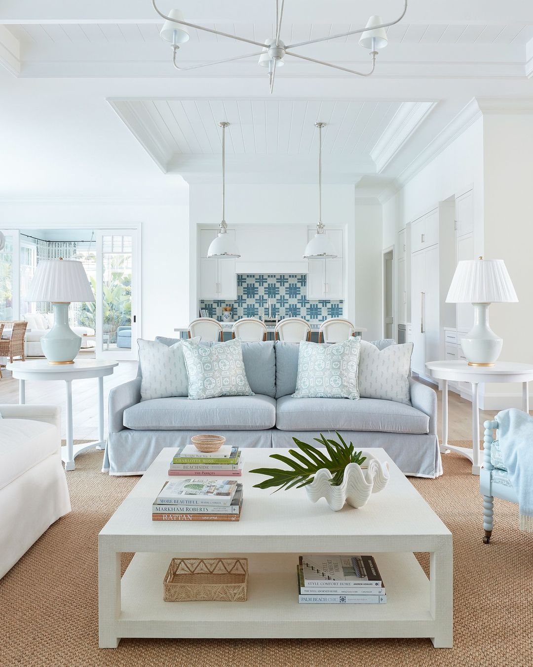 A bright coastal living room design