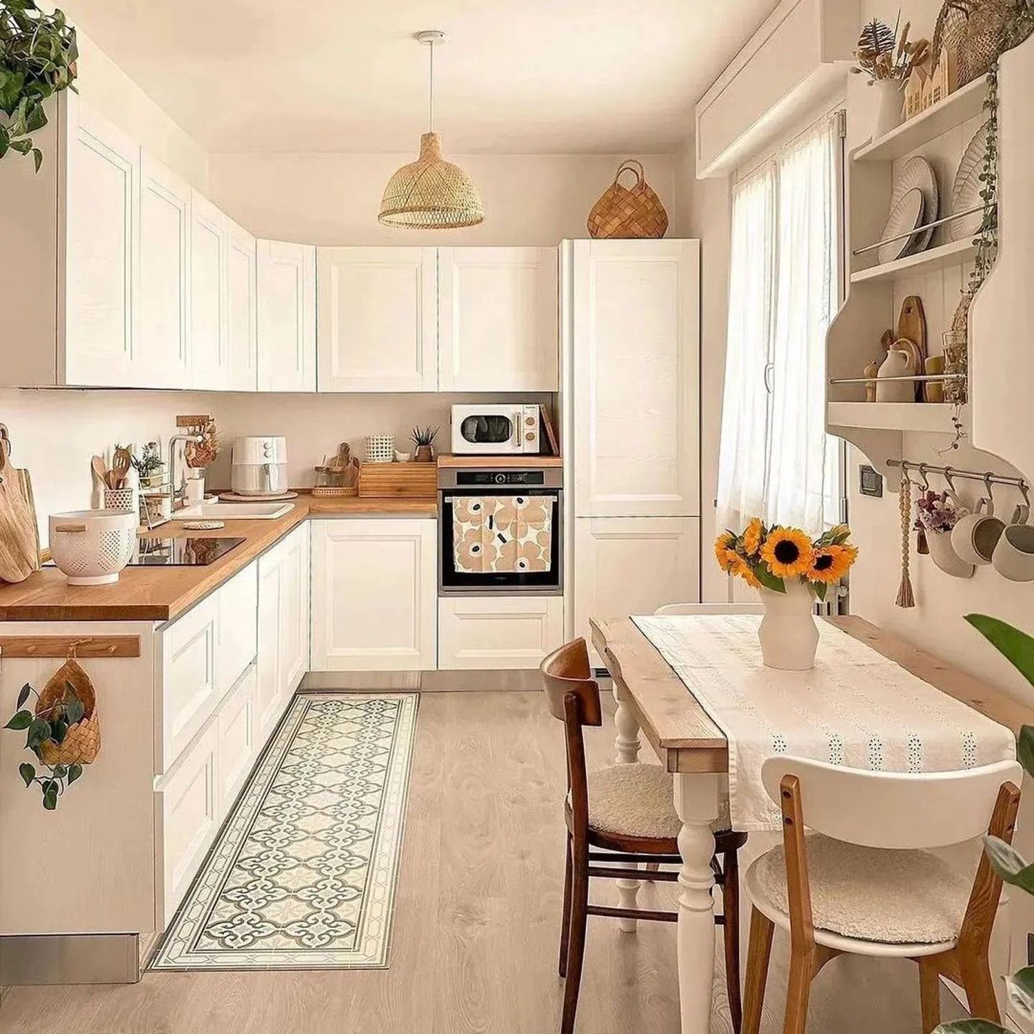 Cozy kitchen with natural light and white cabinetry