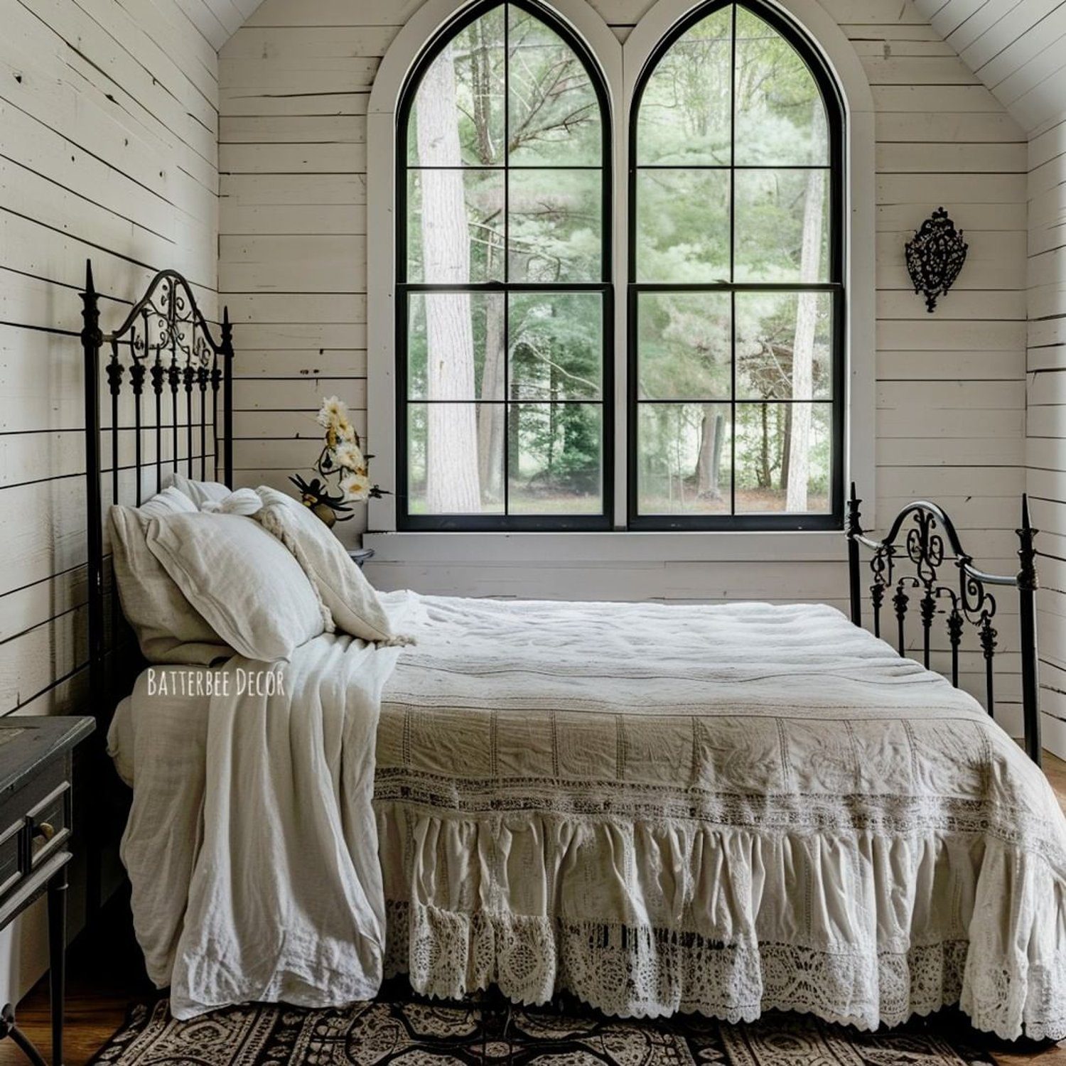 Charming Gothic Arch Window Overlooking Woods