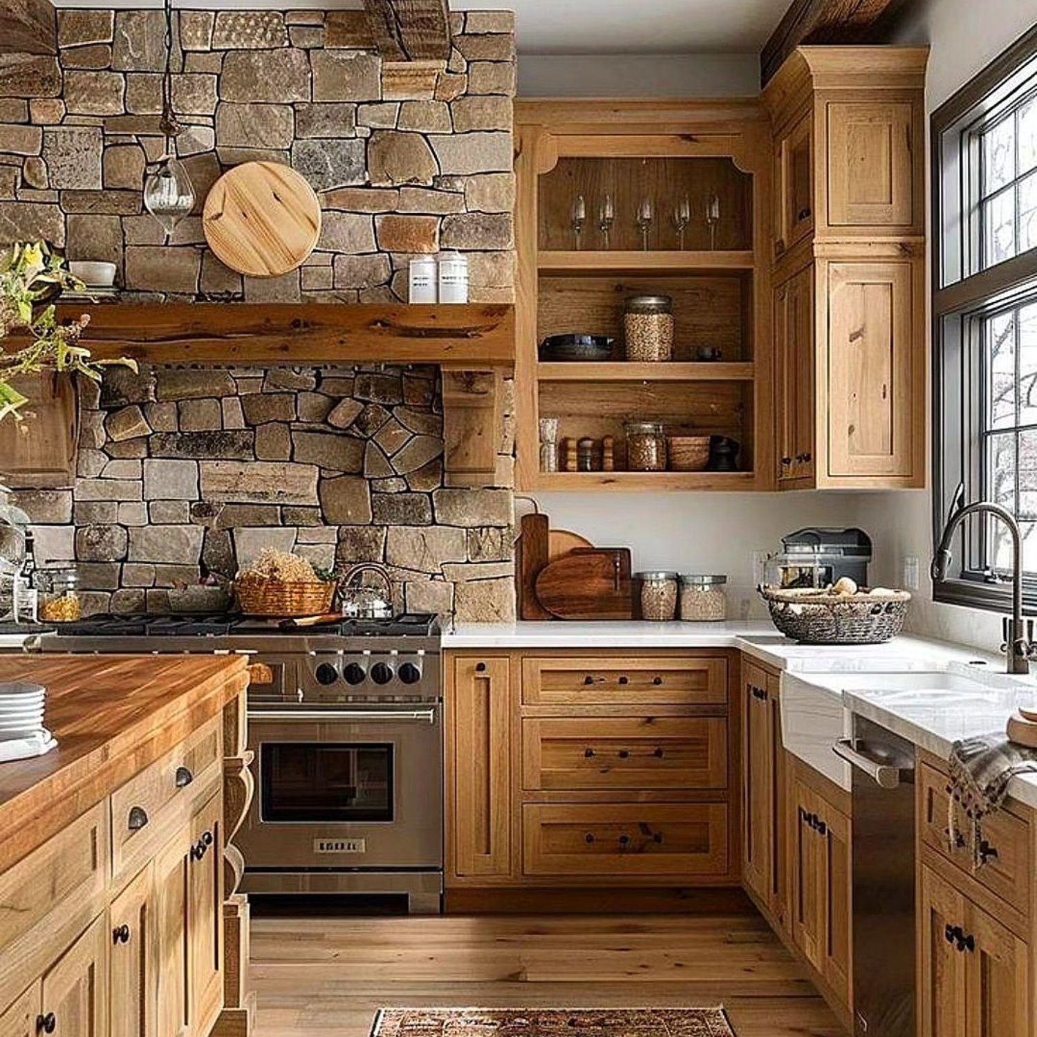 Rustic Kitchen with Stone Details