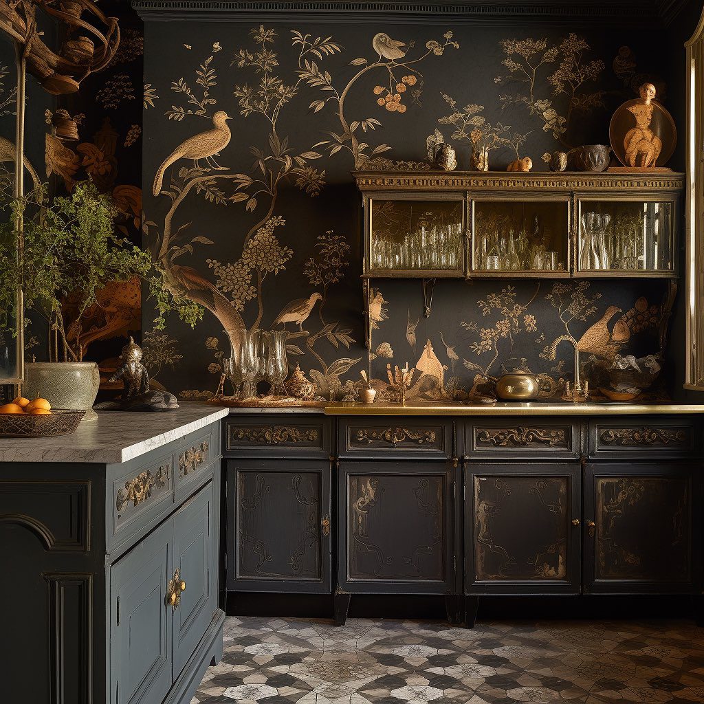 A sophisticated black kitchen