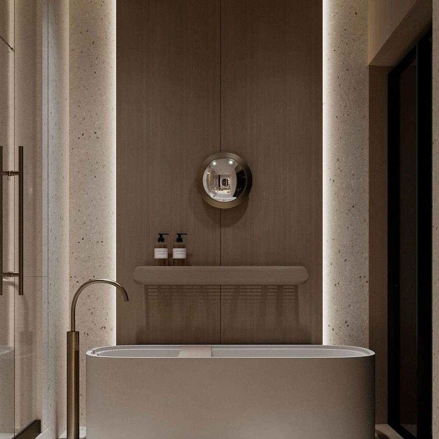 A modern bathroom featuring a minimalist design.