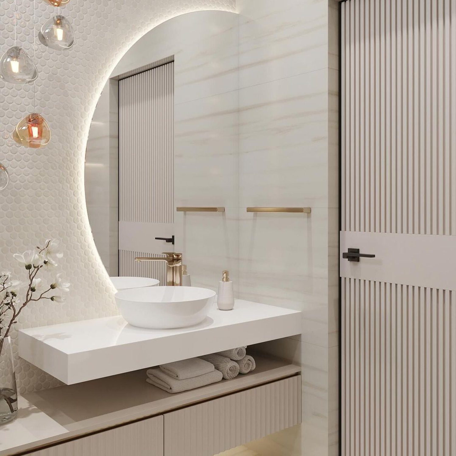 Elegant bathroom with textured accents