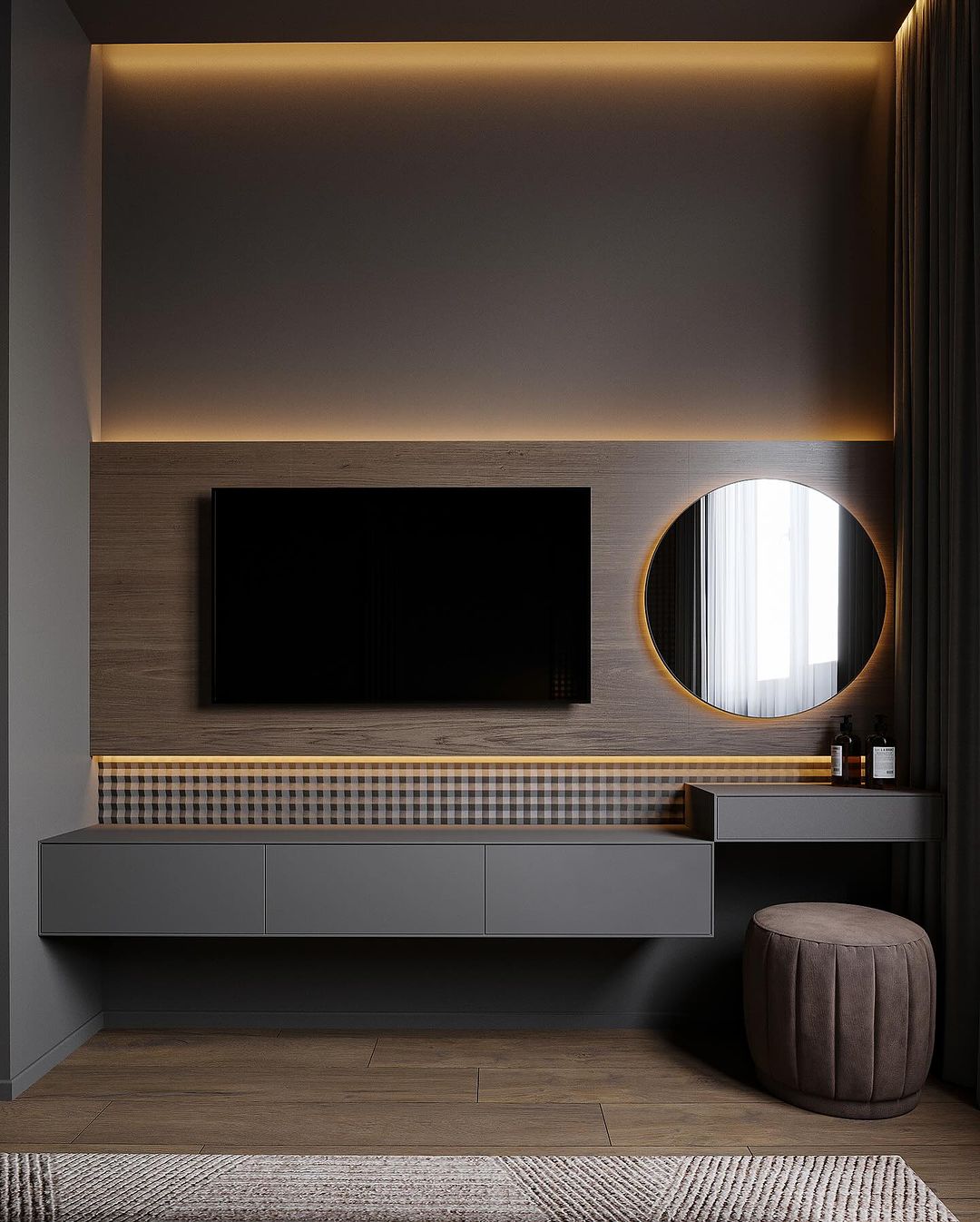 Chic modern bathroom with ambient lighting