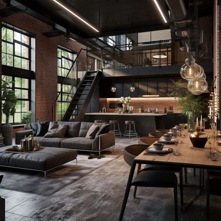 Chic Industrial-Style Loft Space with Mezzanine