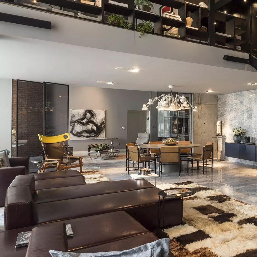 Stylish modern living room with industrial elements