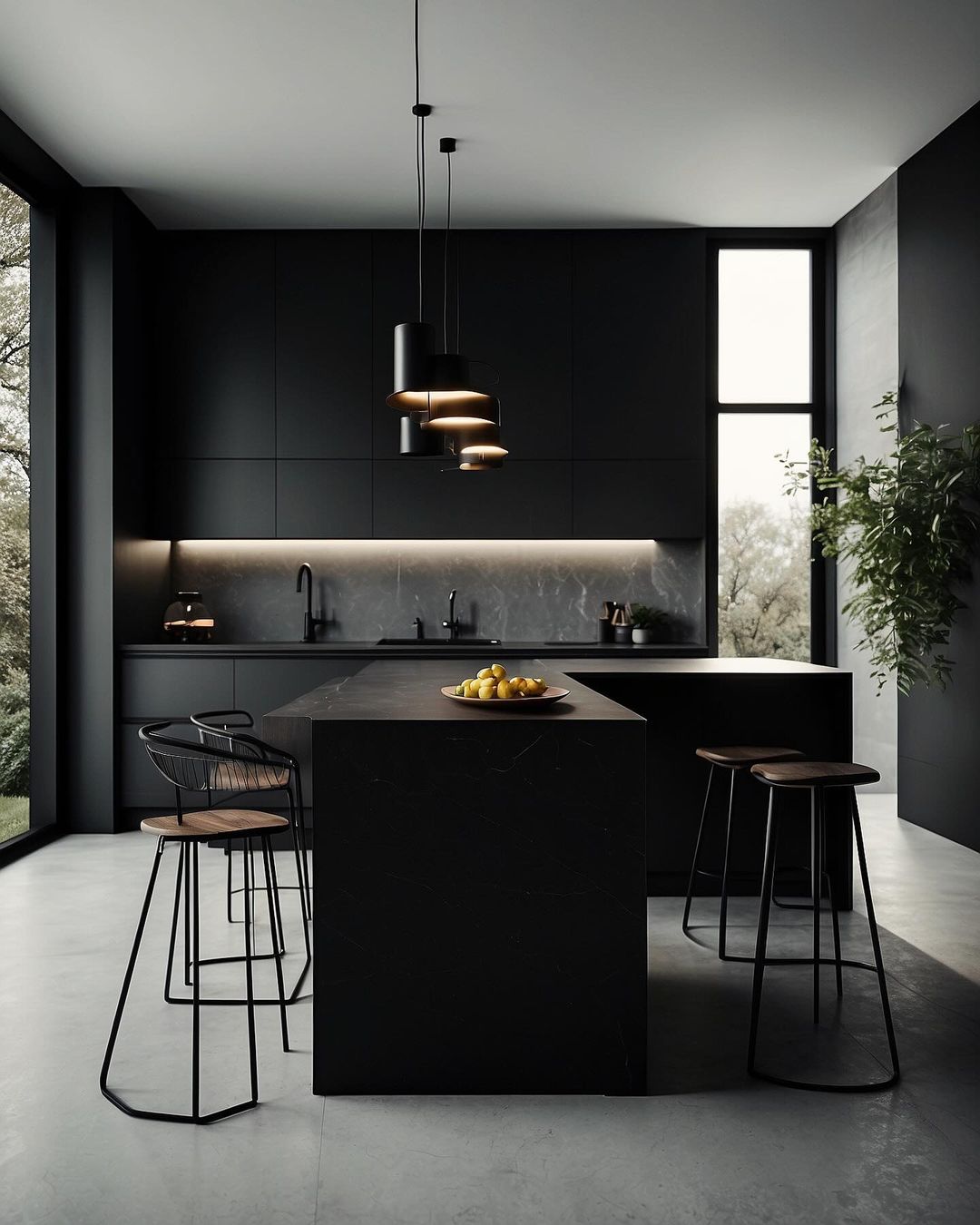 Sleek and modern kitchen with a monochromatic color palette