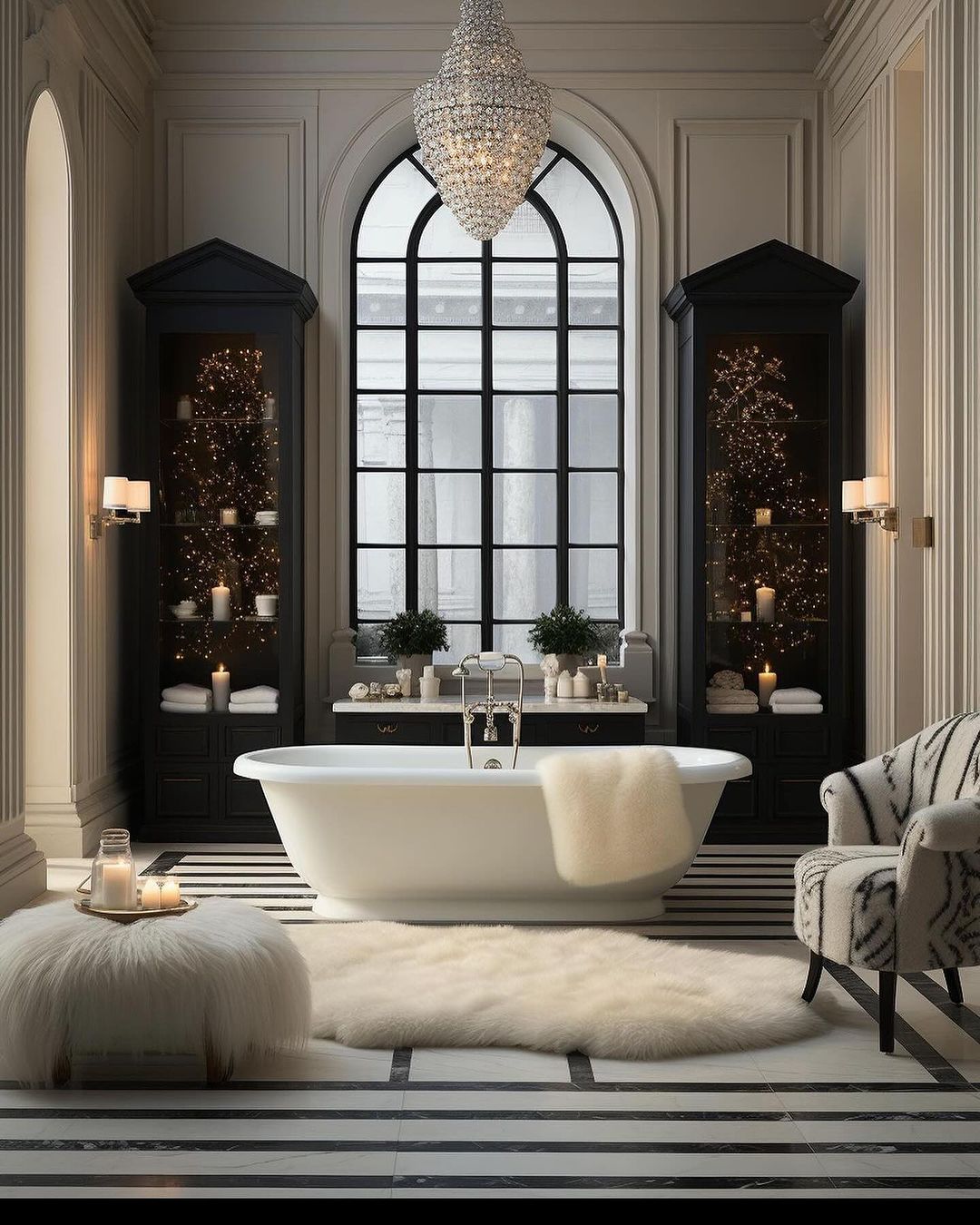 Luxurious bathroom with classic design elements