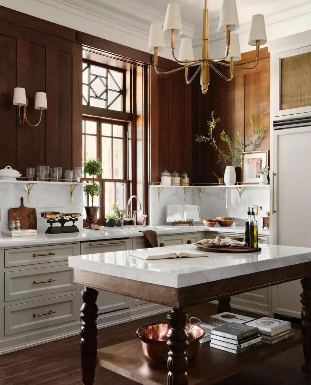 A classic kitchen with rich wooden elements