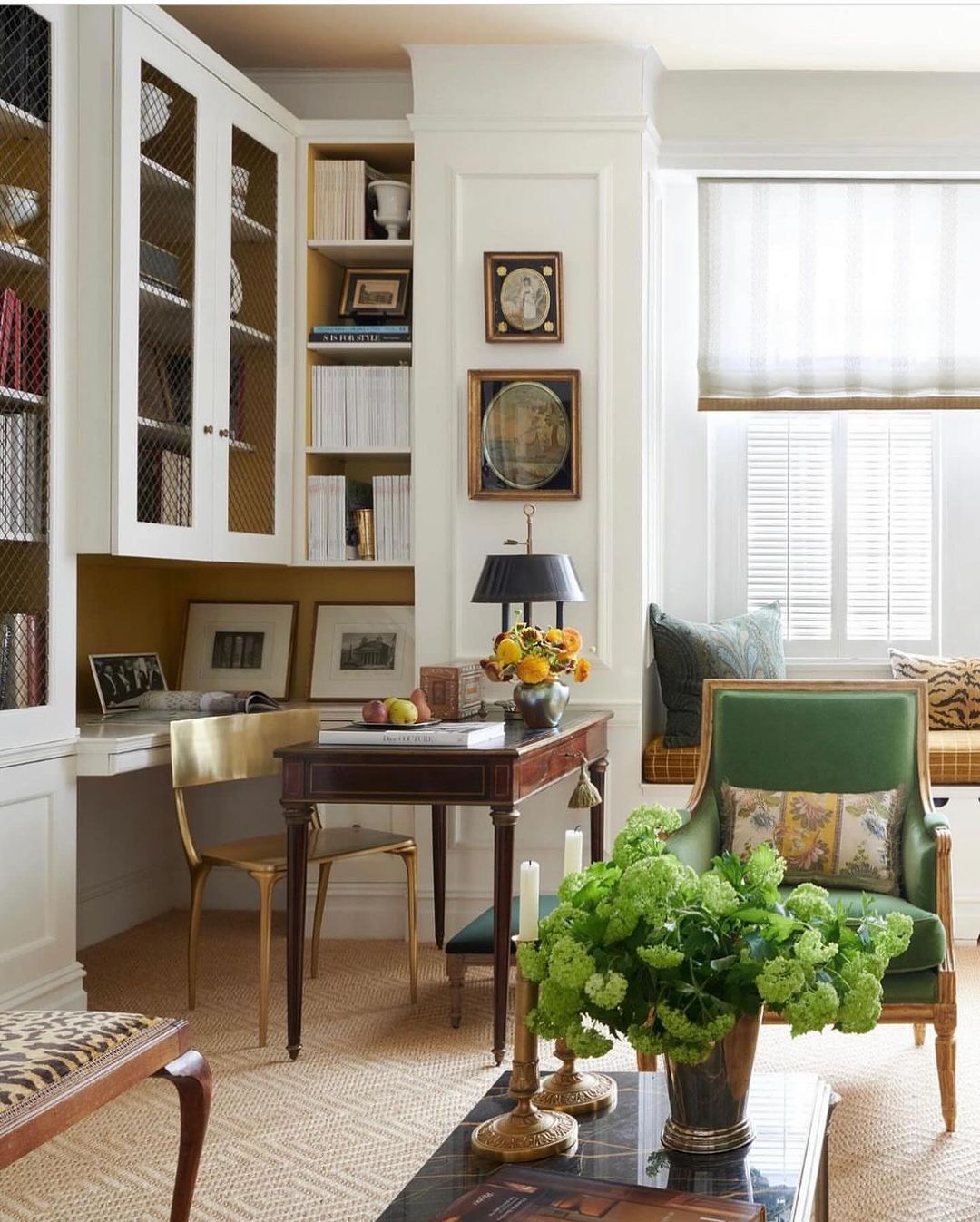 A tastefully appointed study area with classic design elements