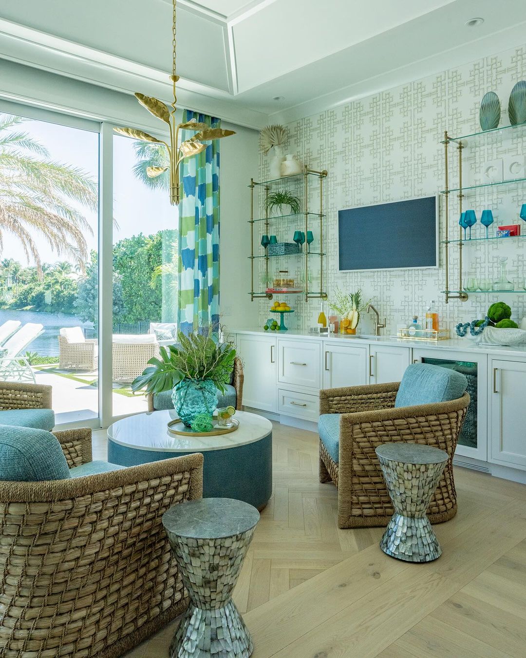 A bright and inviting coastal-inspired kitchen with abundant natural lighting