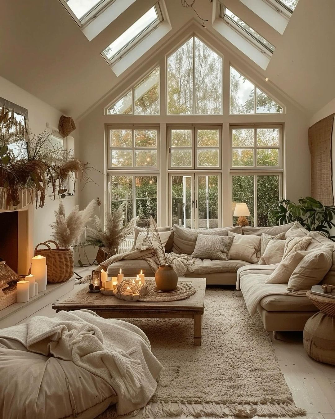 Cozy living room with abundant natural light and neutral tones