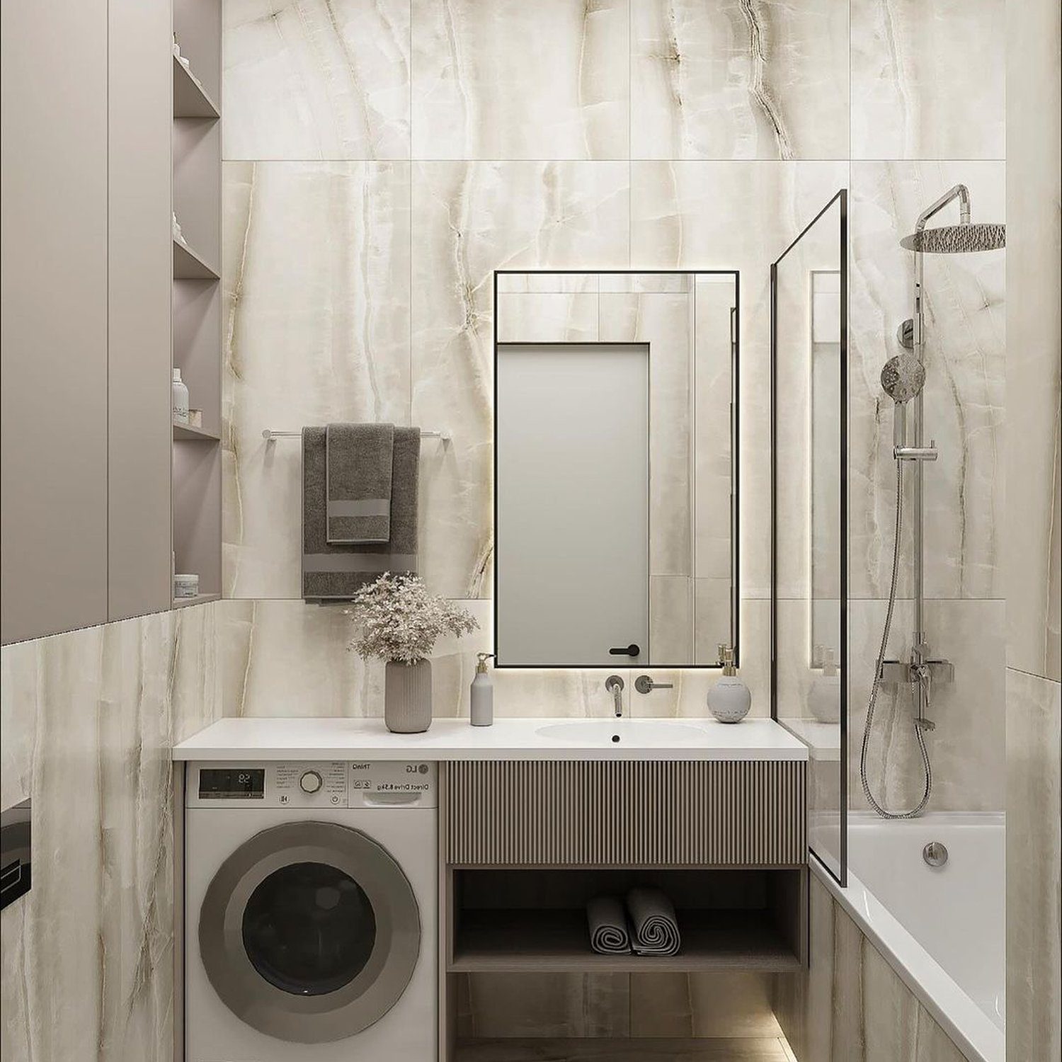 Modern and elegant bathroom with marble