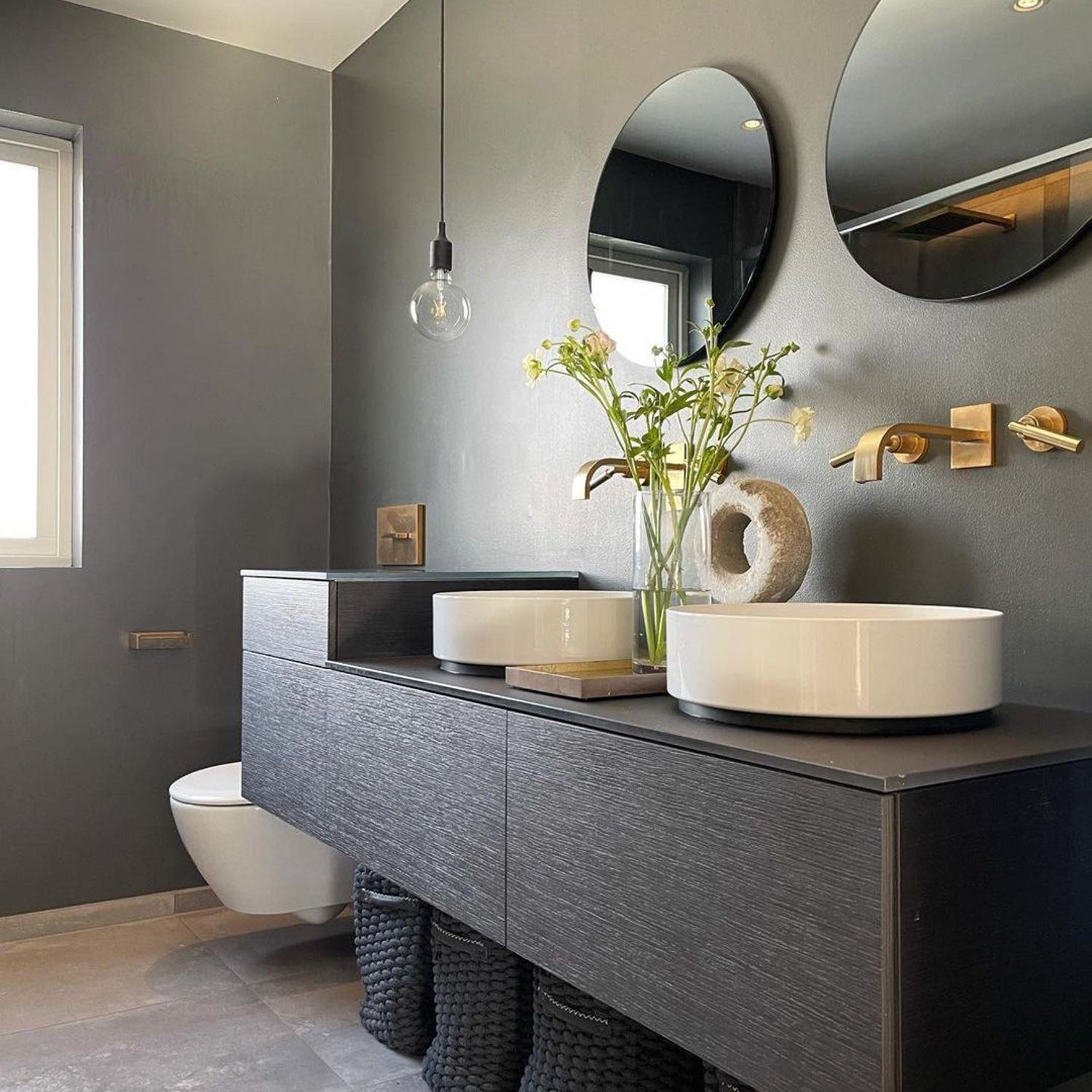 Stylish and modern bathroom with textural contrast