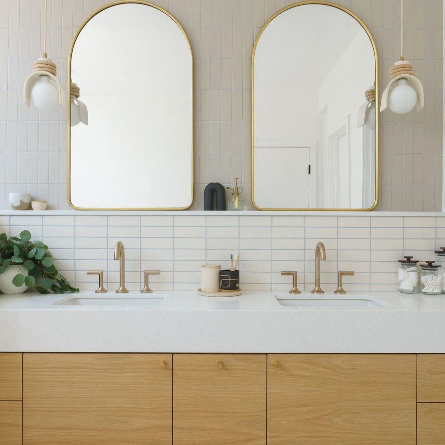 Elegant and modern bathroom design with sleek gold accents