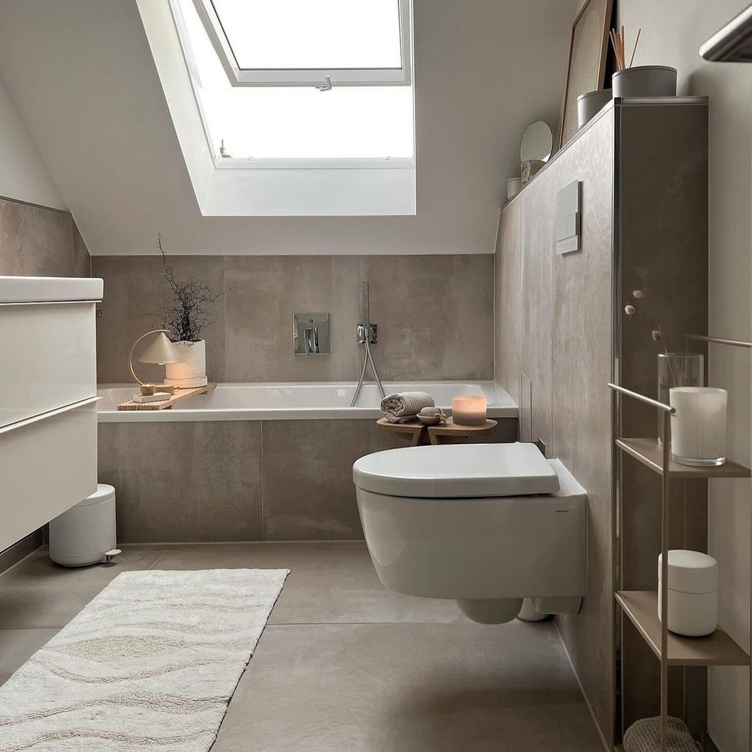 A modern and sleek bathroom with natural light