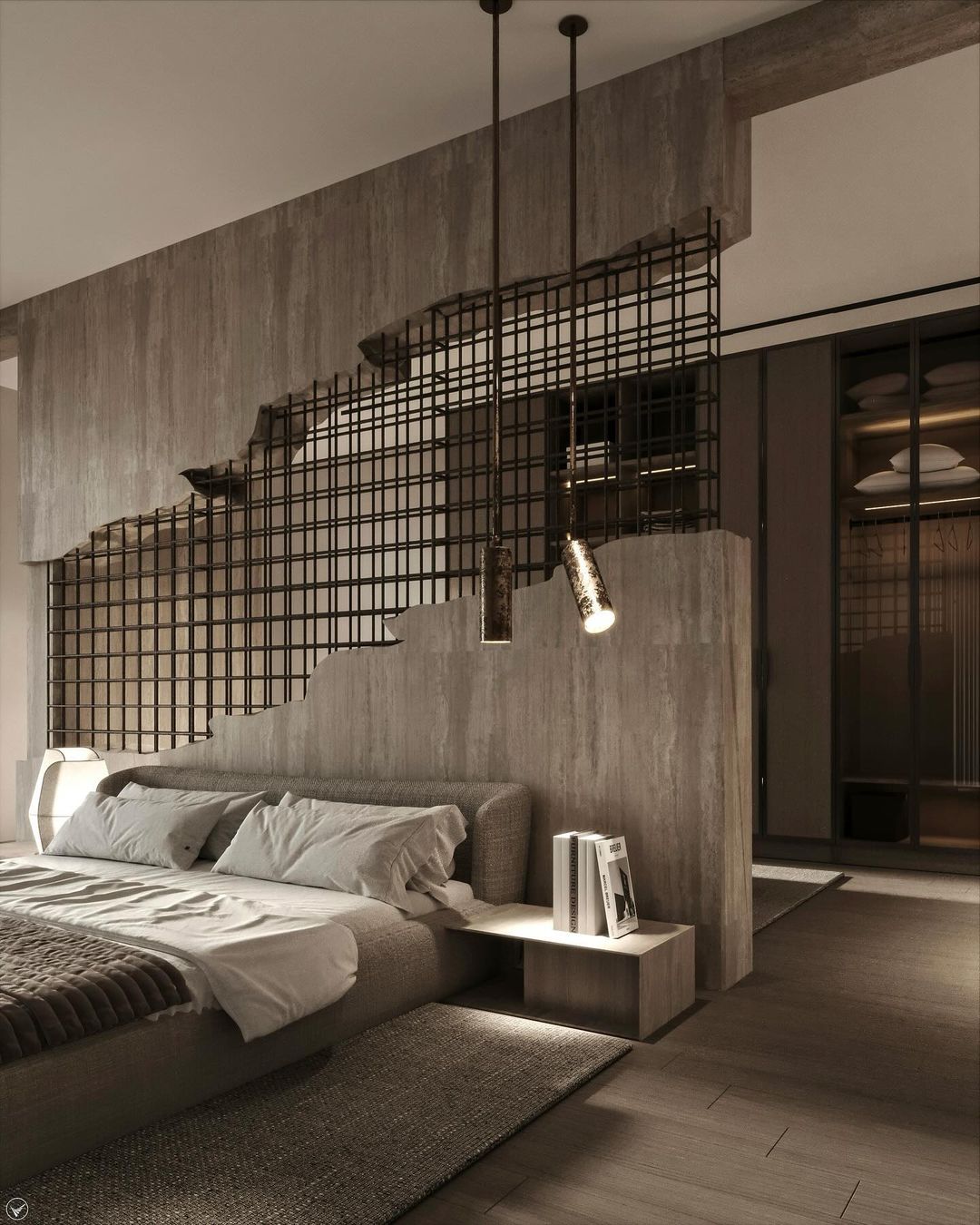 Contemporary bedroom with a minimalist aesthetic