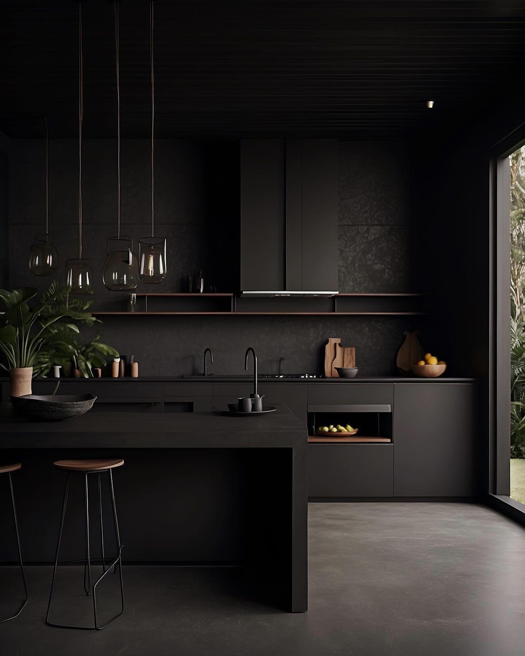 Modern black kitchen with an industrial touch