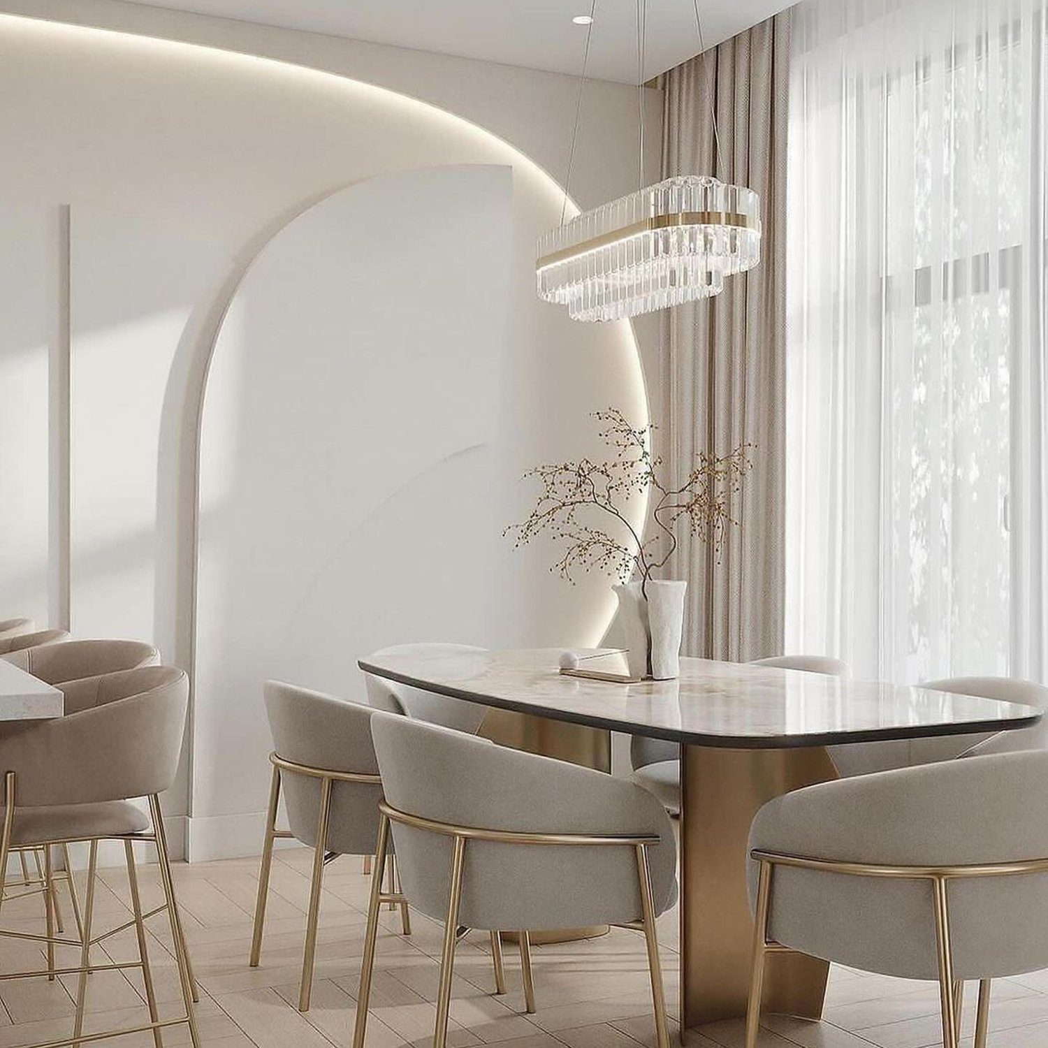 Elegant and modern dining area with a touch of luxe