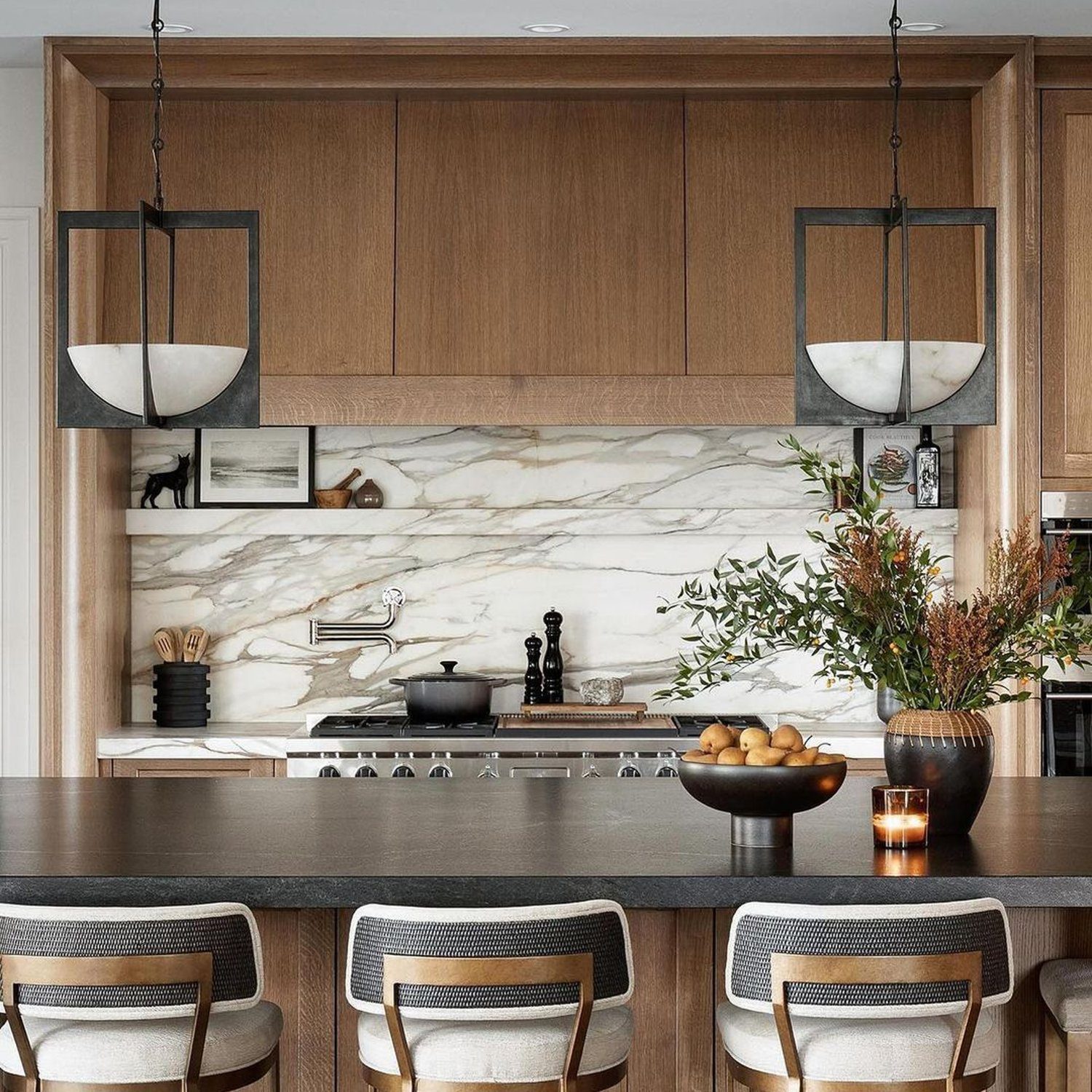 Elegant modern kitchen with wooden cabinetry