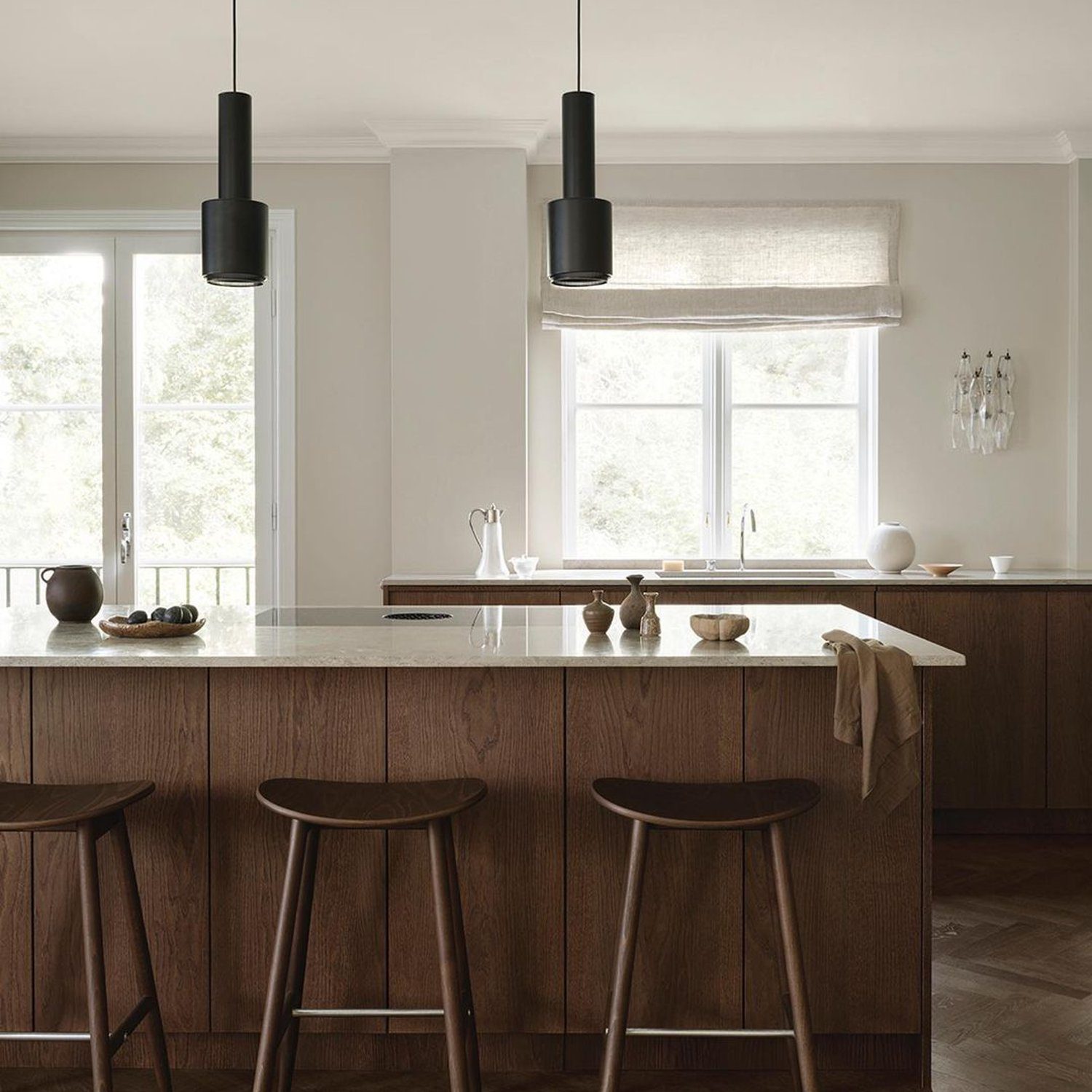 Elegant kitchen space with wooden features and natural light